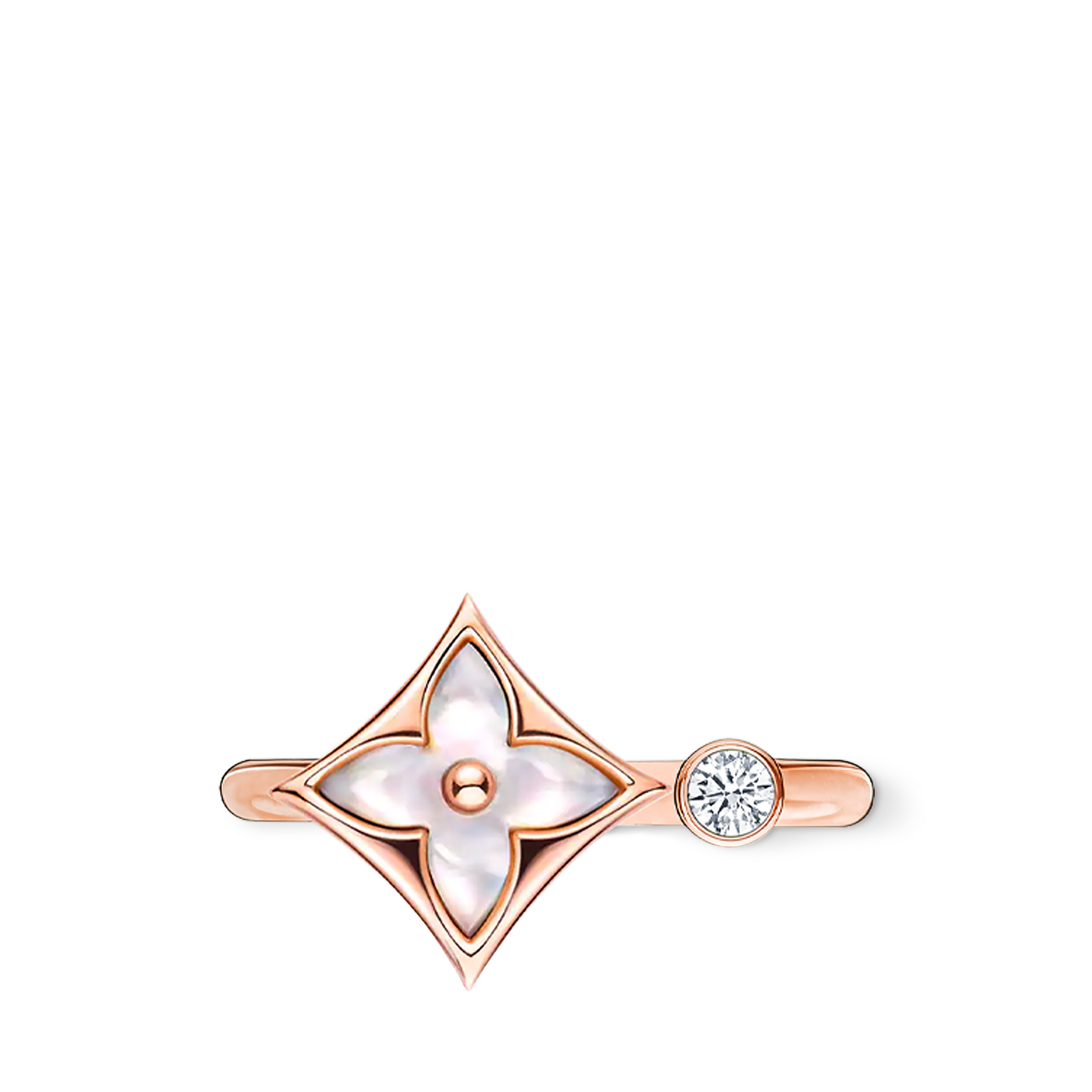 Colour Blossom Mini Star Ring, Pink Gold, White Mother-Of-Pearl And Diamond  in Jewellery