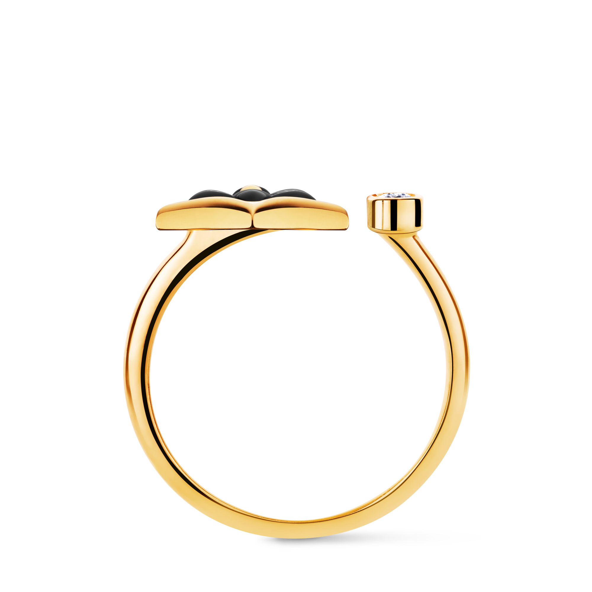 Colour Blossom Mini Star Ring, Yellow Gold, Onyx And Diamond  in Jewellery