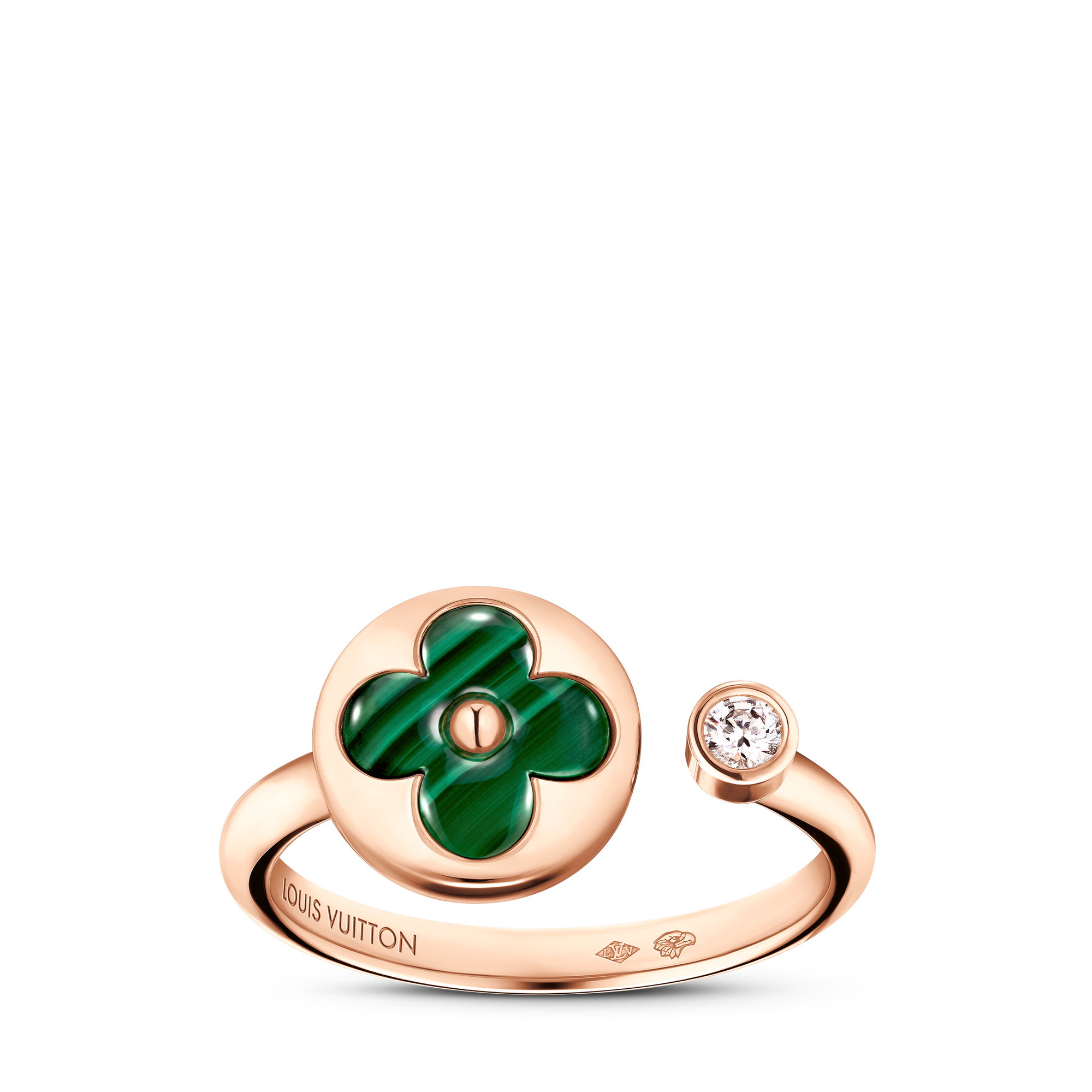 Colour Blossom Mini Sun Ring, Pink Gold, Malachite And Diamond  in Jewellery