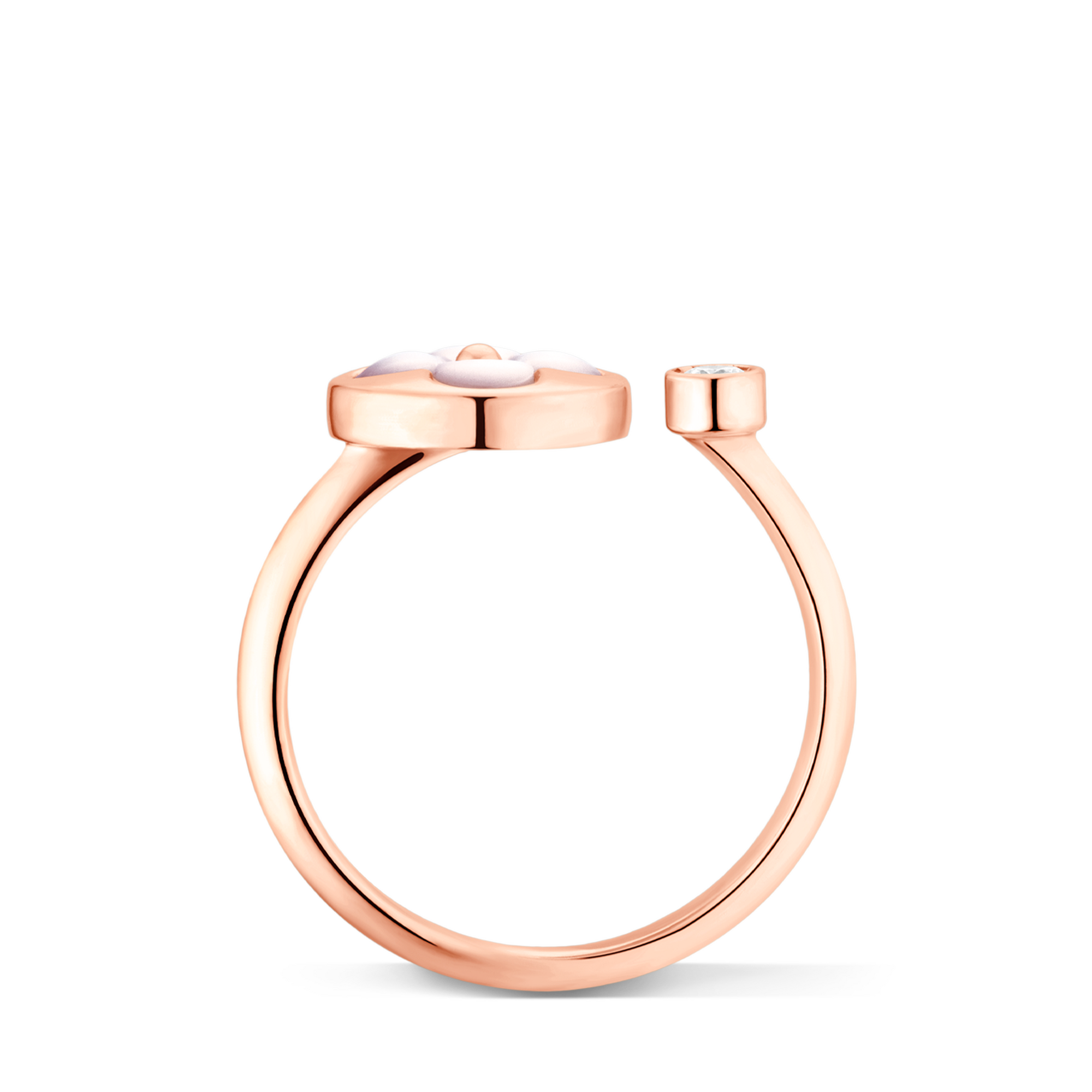 Colour Blossom Mini Sun Ring, Pink Gold, White Mother-Of-Pearl And Diamond  in Jewellery