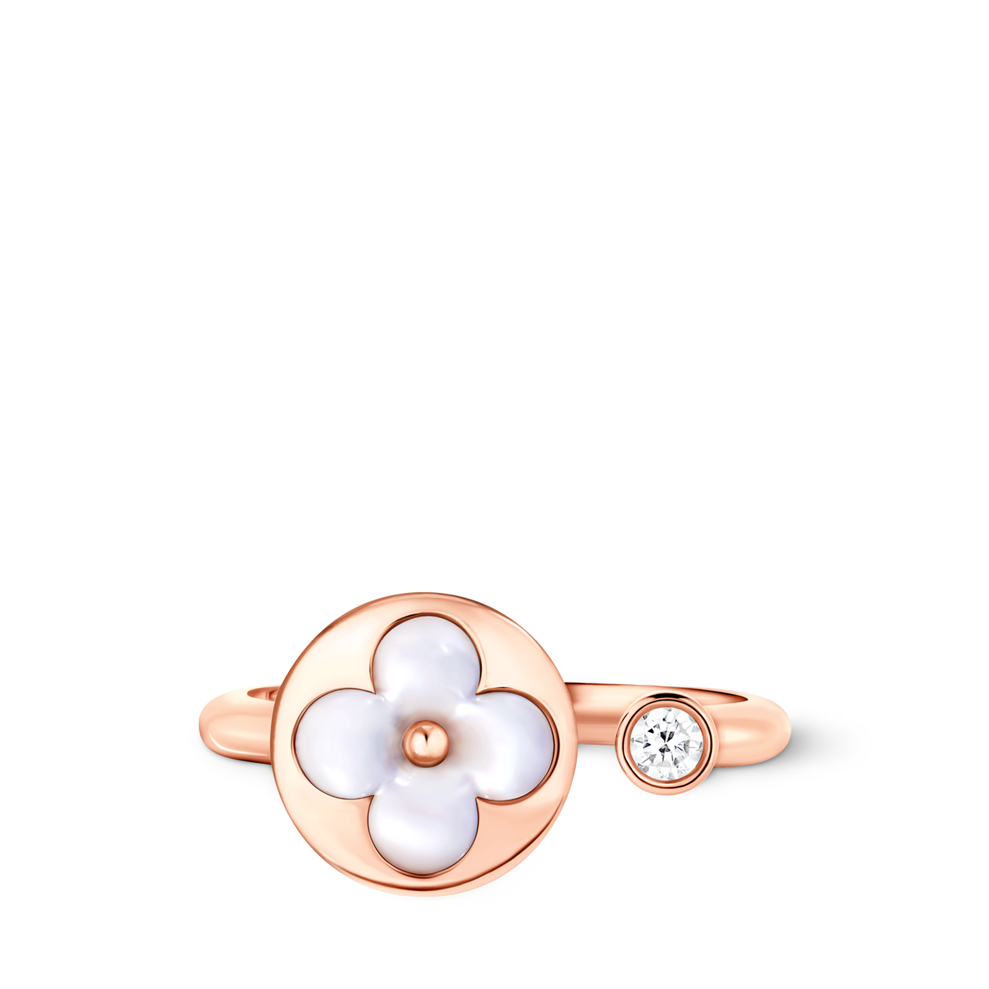 Colour Blossom Mini Sun Ring, Pink Gold, White Mother-Of-Pearl And Diamond  in Jewellery