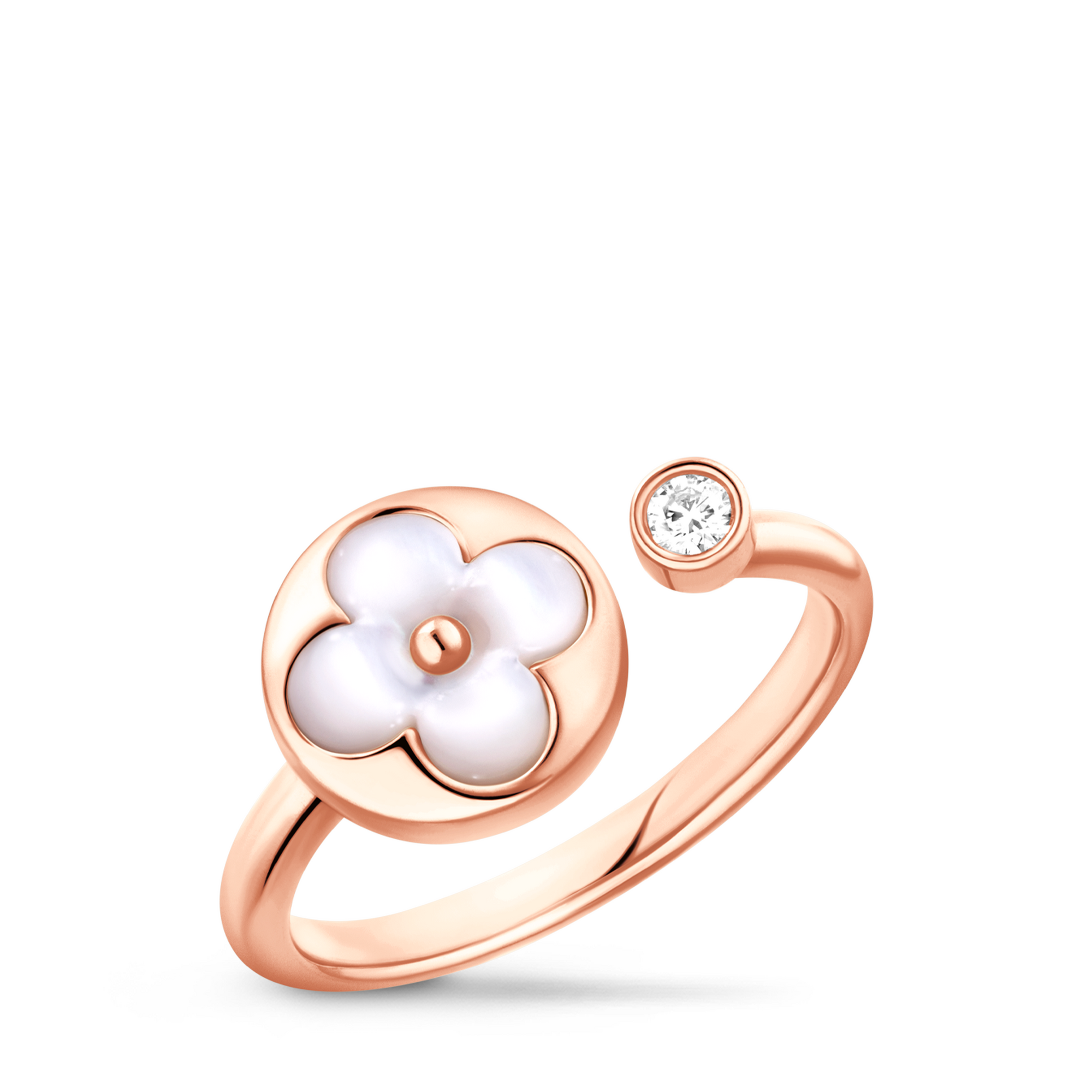Colour Blossom Mini Sun Ring, Pink Gold, White Mother-Of-Pearl And Diamond  in Jewellery