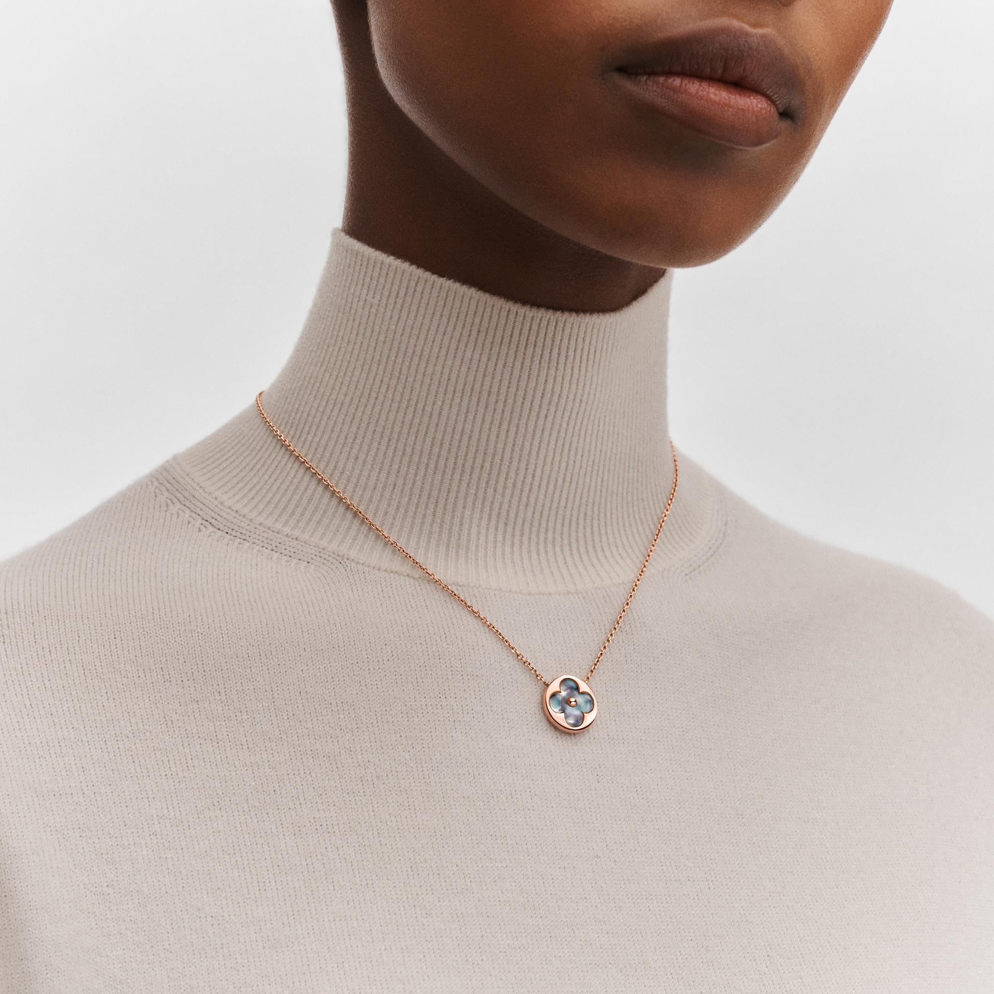 colour Blossom sun pendant, pink gold and grey mother-of-pearl  in Jewellery
