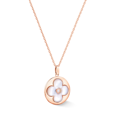 Colour Blossom Xl Medallion, Pink Gold, White Mother-of-pearl And Diamond in Jewellery's Categories All Fine Jewellery collections by Louis Vuitton (Product zoom)