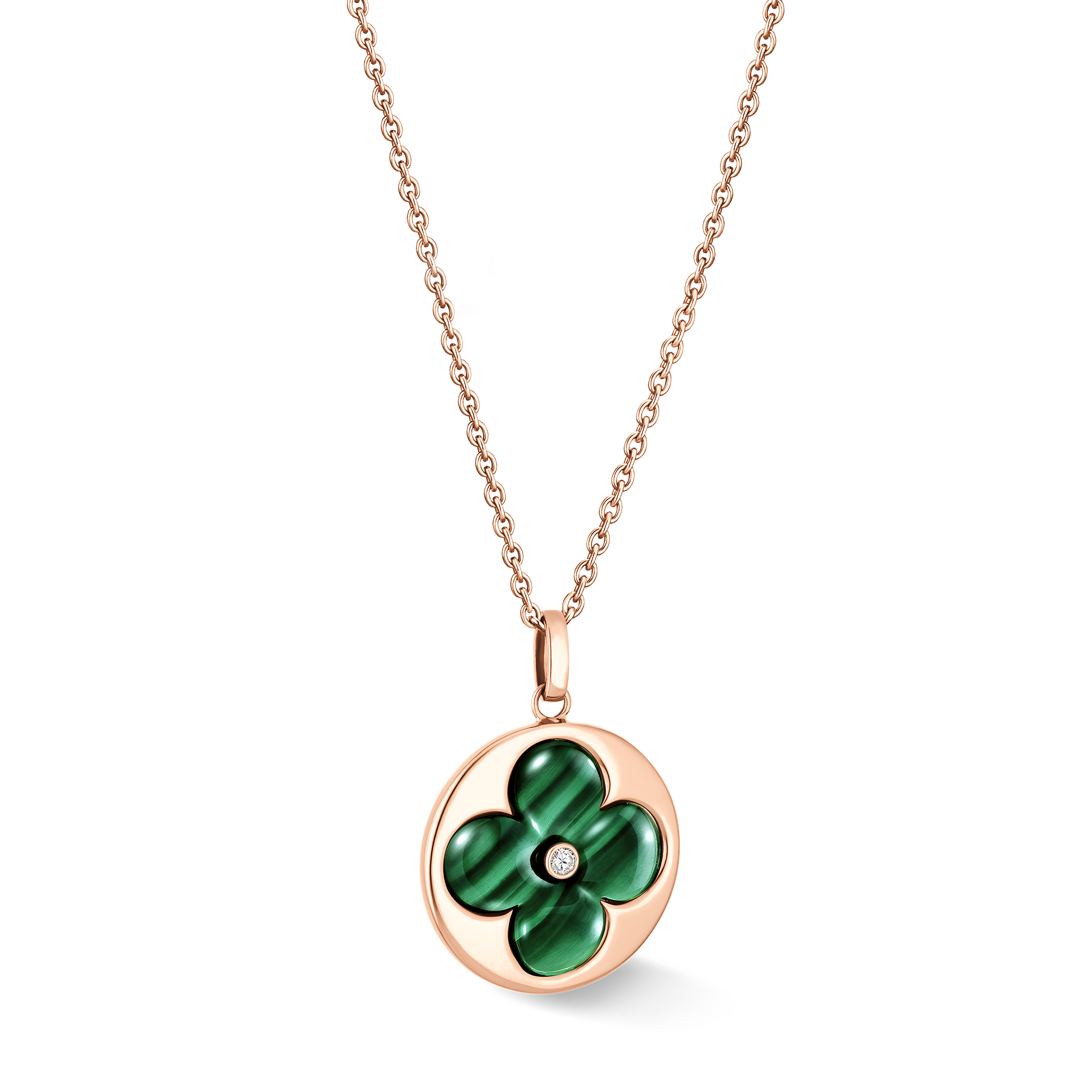 Colour Blossom Xl Medallion, Pink Gold,Malachite And Diamond  in Jewellery