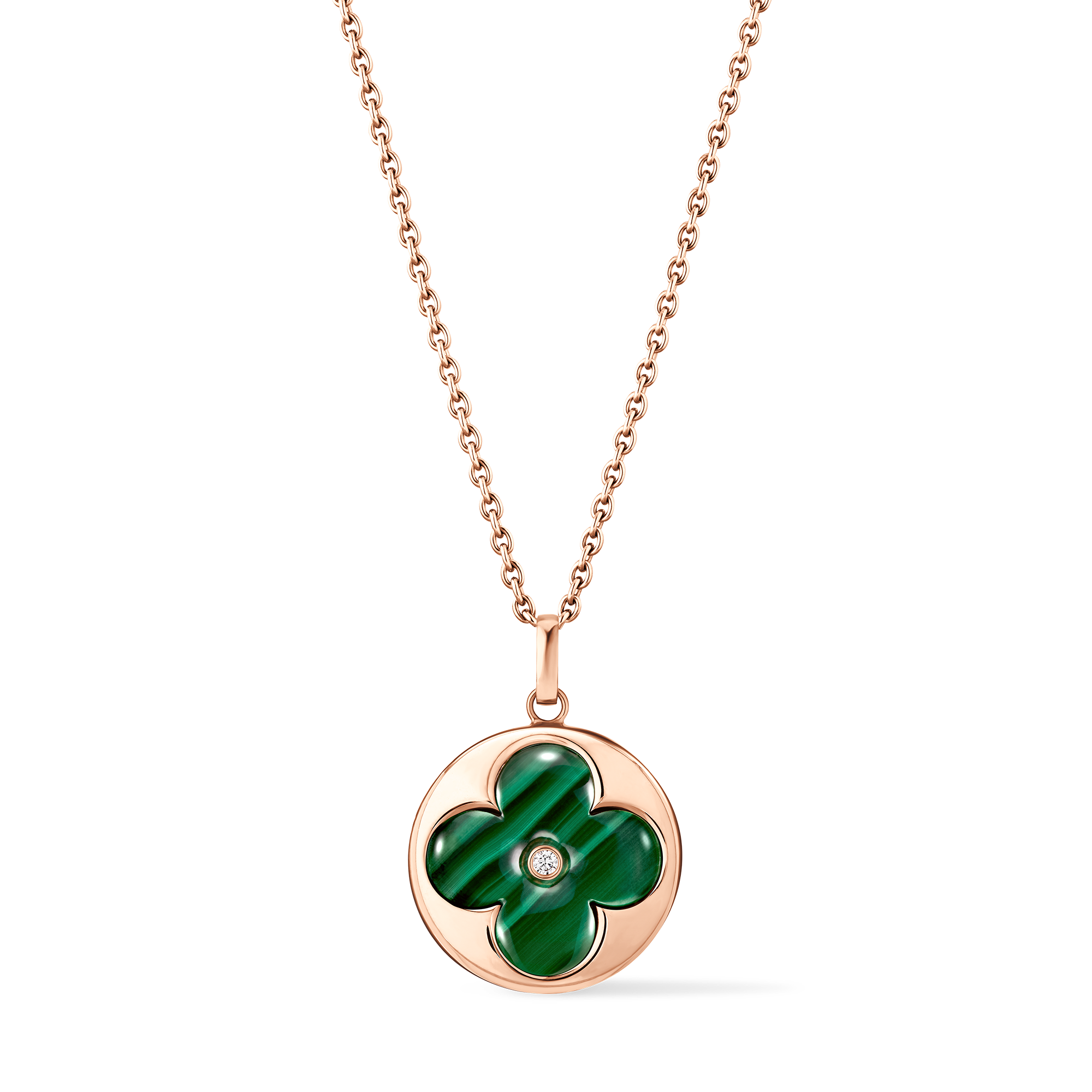 Colour Blossom Xl Medallion, Pink Gold,Malachite And Diamond  in Jewellery