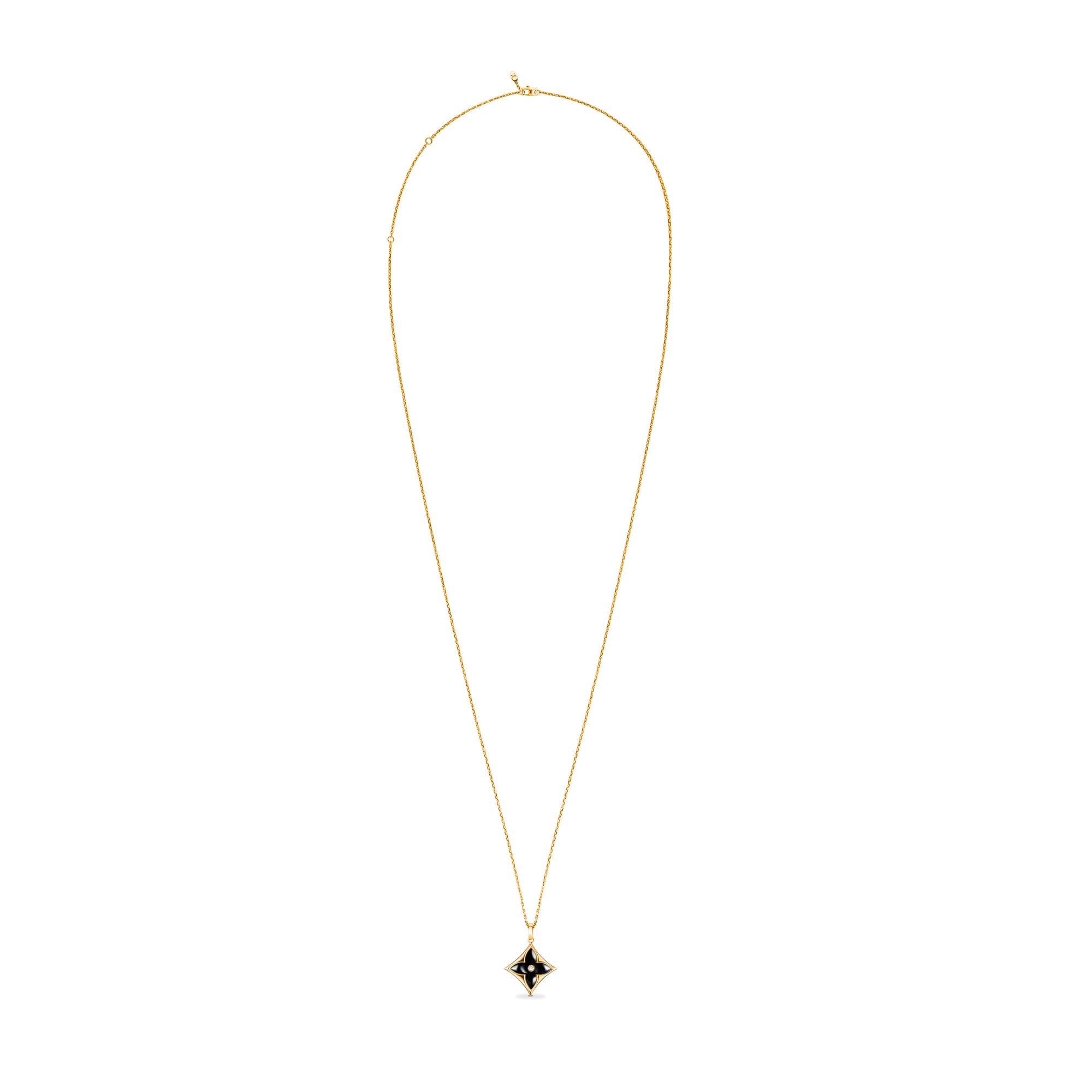 Colour Blossom XL Medallion, Yellow Gold, Onyx And Diamond  in Jewellery
