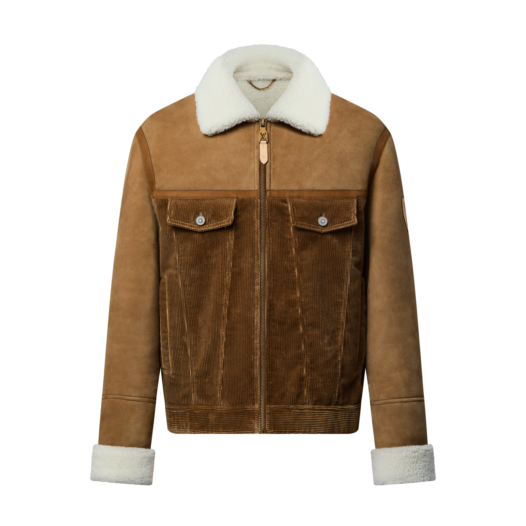 Corduroy And Shearling Mix Trucker  in Men
