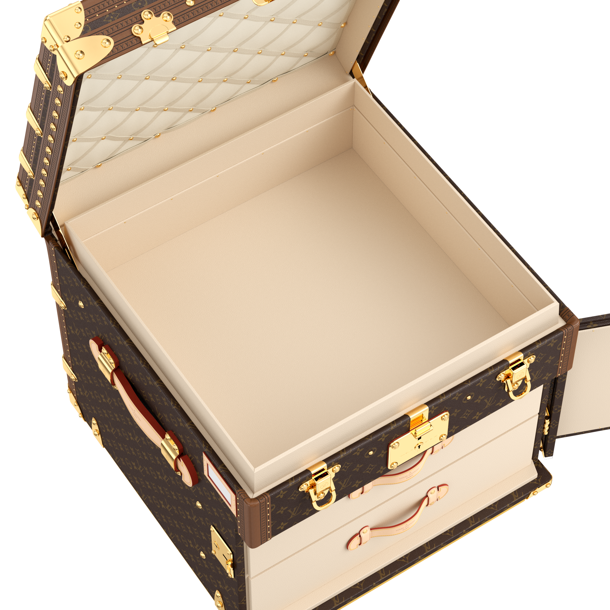 Courrier Lozine Carre Droite Trunk Monogram Canvas in Trunks, Travel and Home