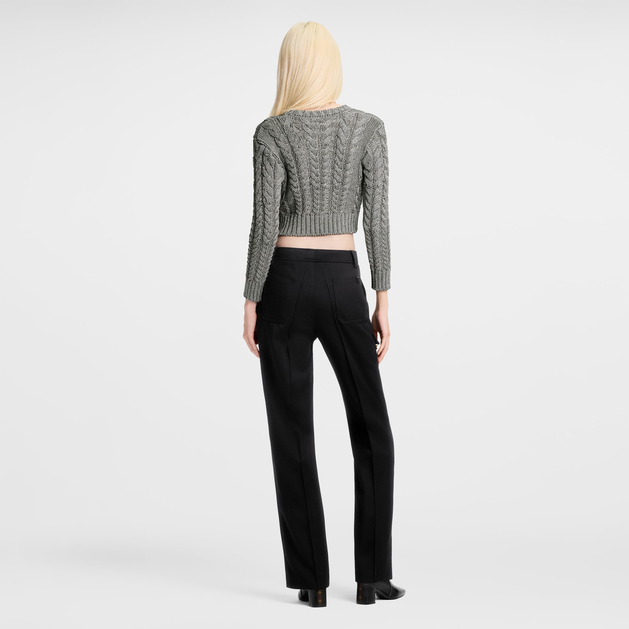 Cropped Cable Knit Cardigan  in Women