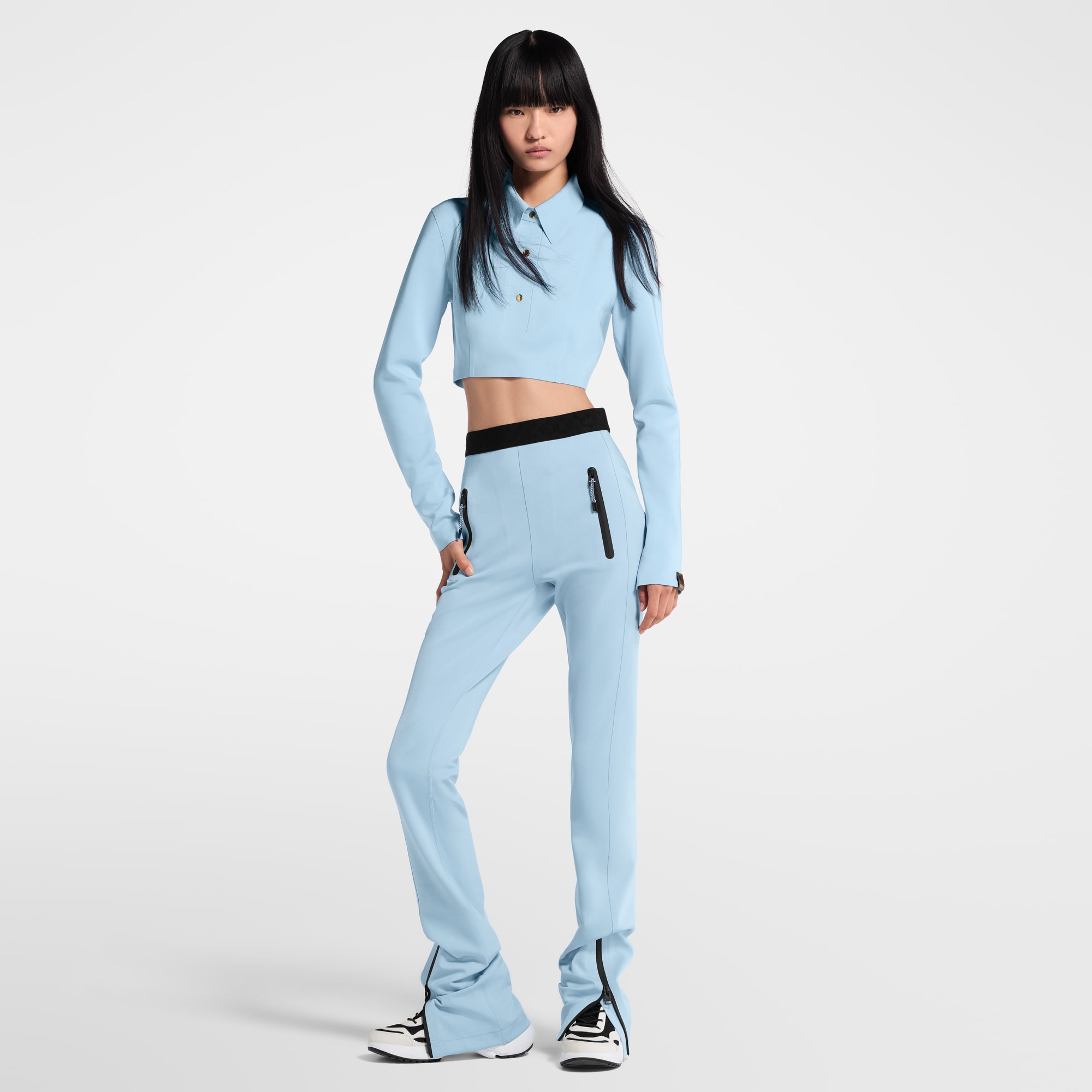 Cropped Long-Sleeved Polo Top  in Women