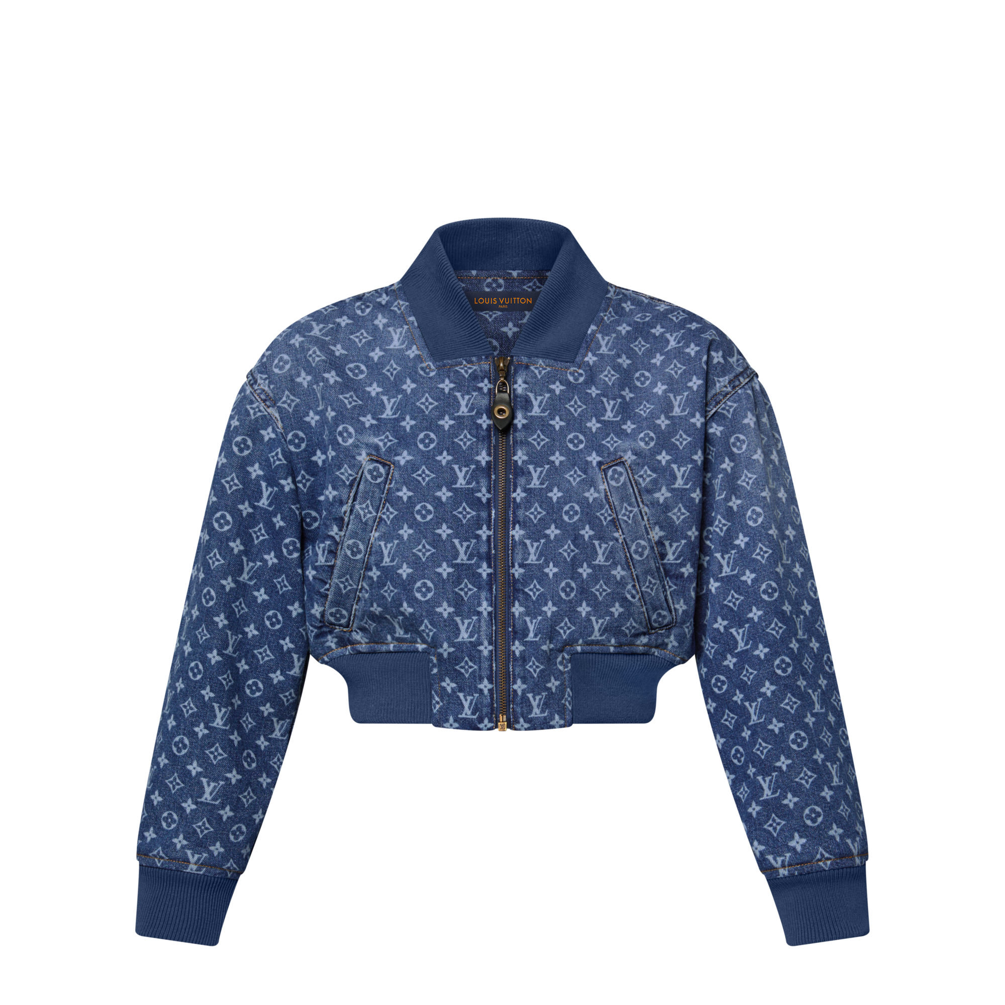 Cropped Monogram Denim Bomber Jacket  in Women