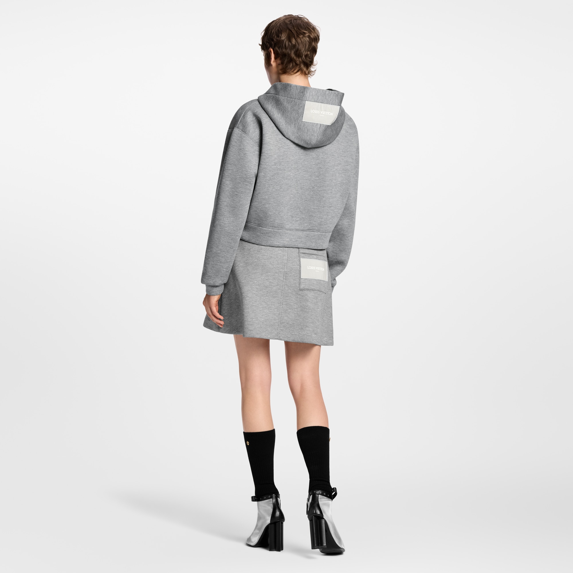 Cropped Monogram Scarf Hoodie  in Women