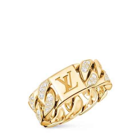 Cuban Chain Ring, Yellow Gold and Diamonds in Les Extraordinaires's Jewellery Rings collections by Louis Vuitton (Product zoom)
