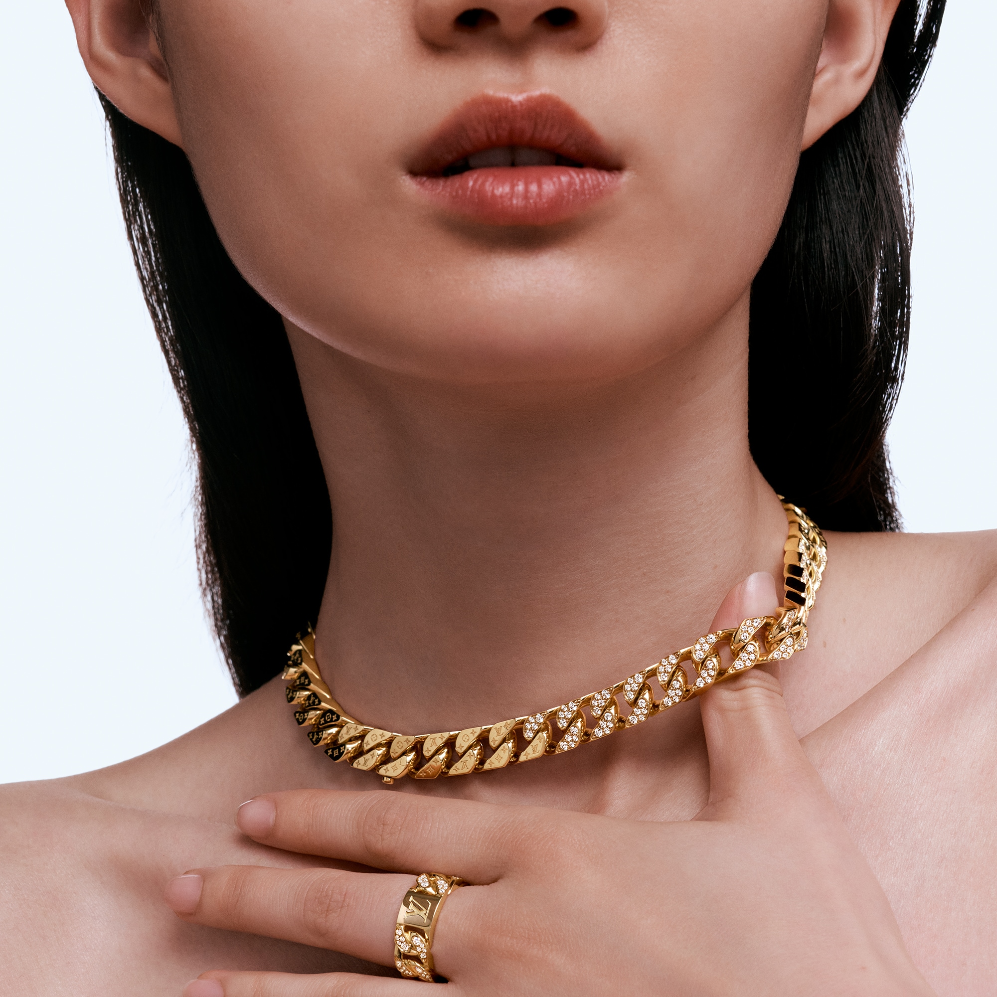 Cuban Chain Ring, Yellow Gold and Diamonds  in Les Extraordinaires