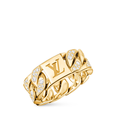Cuban Chain Ring, Yellow Gold and Diamonds in Les Extraordinaires's Jewellery Rings collections by Louis Vuitton (Product zoom)