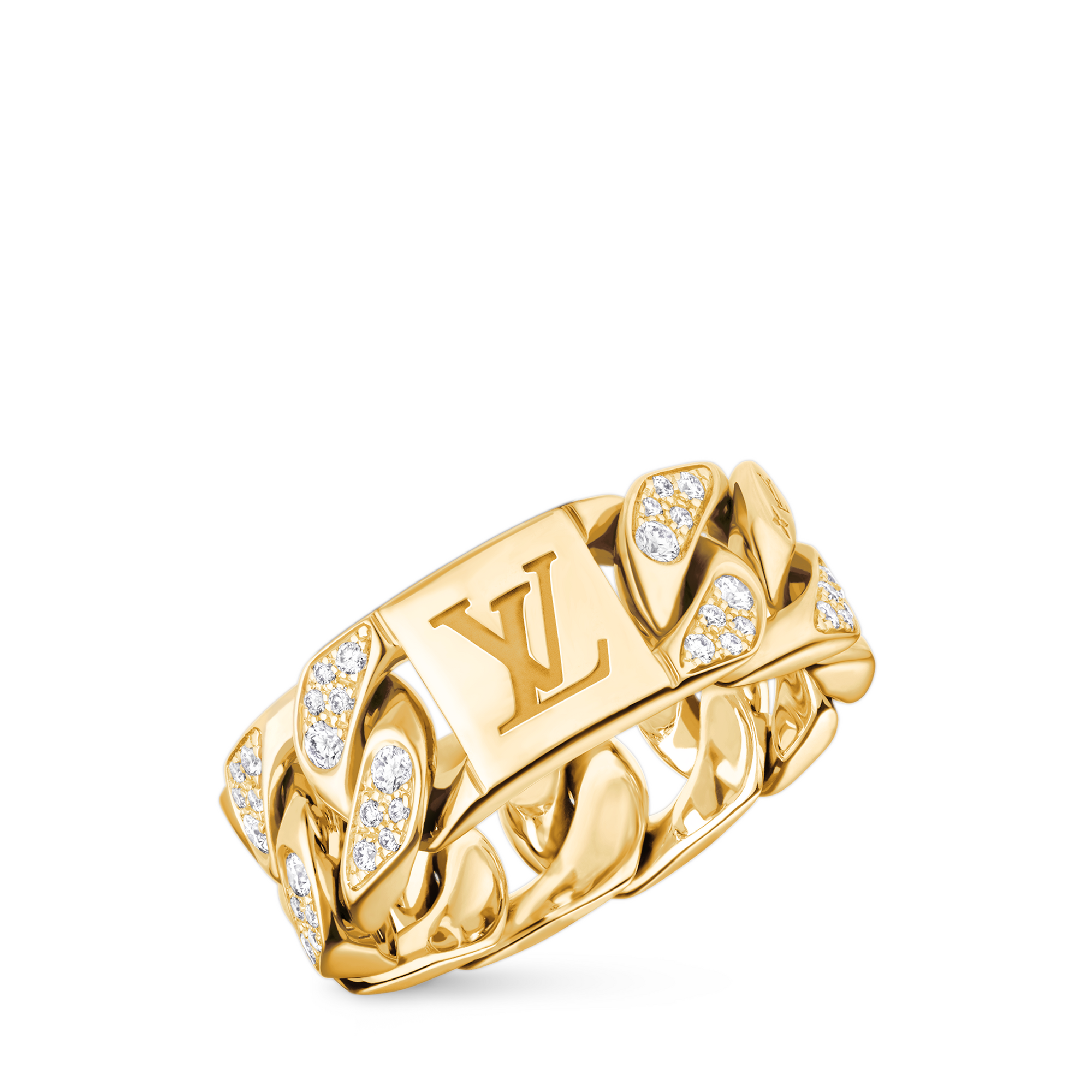Cuban Chain Ring, Yellow Gold and Diamonds  in Les Extraordinaires