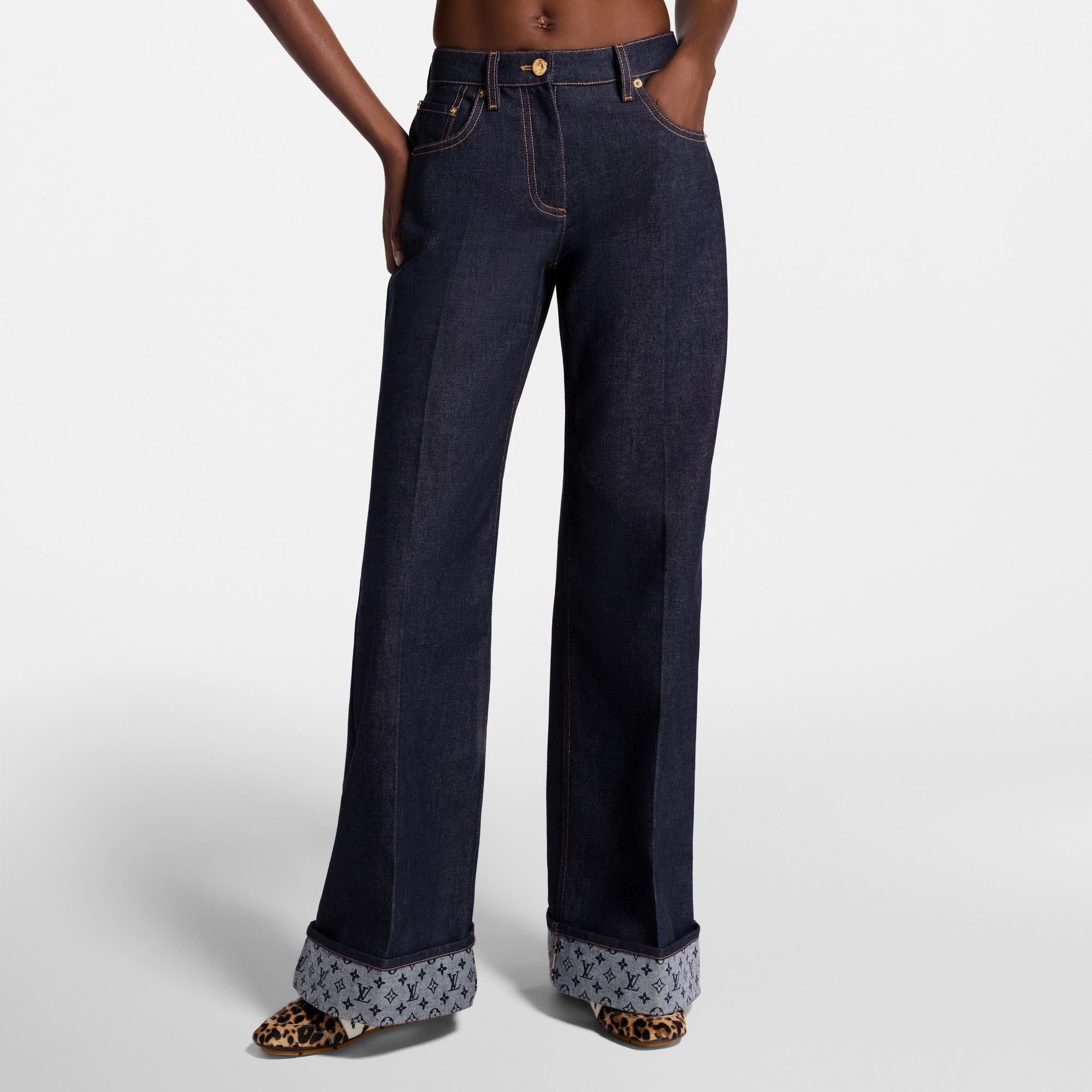Cuffed Hem Flared Jeans  in Women