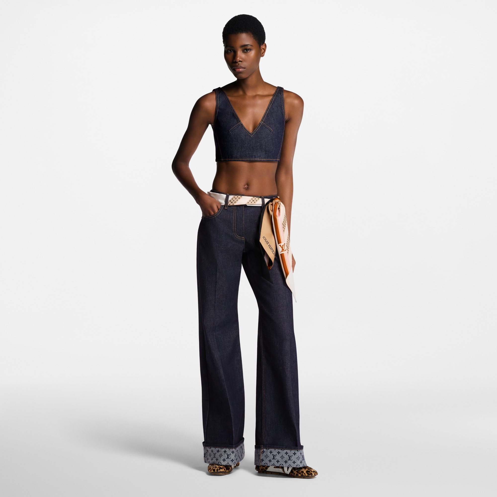 Cuffed Hem Flared Jeans  in Women