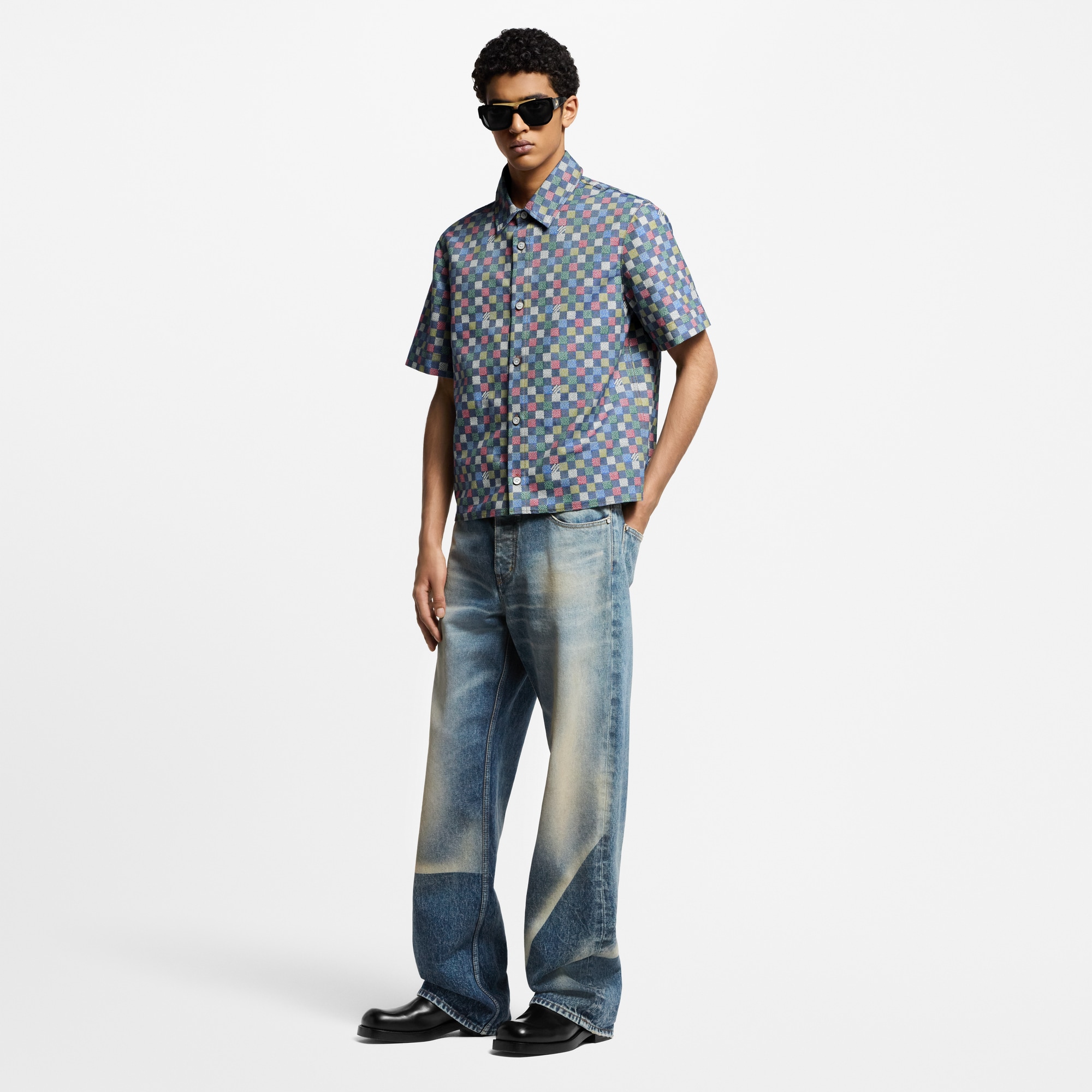 Damier Chambray Short-Sleeved Shirt  in Men