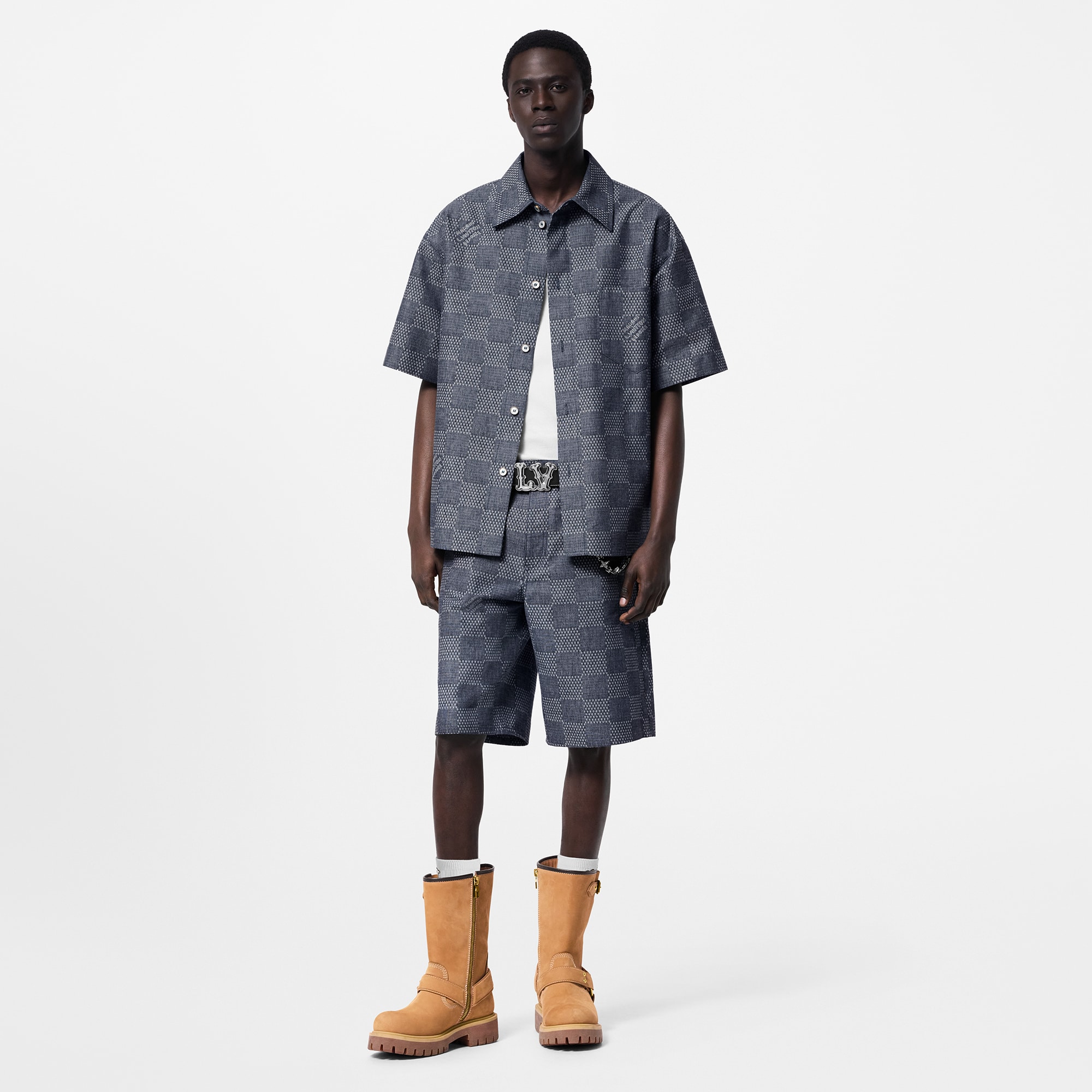 Damier Denim Chambray Shorts  in Men