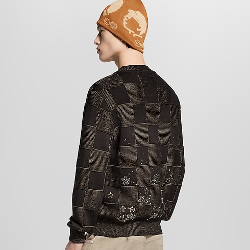 Damier Embroidered Long-Sleeved Crewneck in Men's Ready-to-Wear All Ready-to-Wear collections by Louis Vuitton (Product zoom)