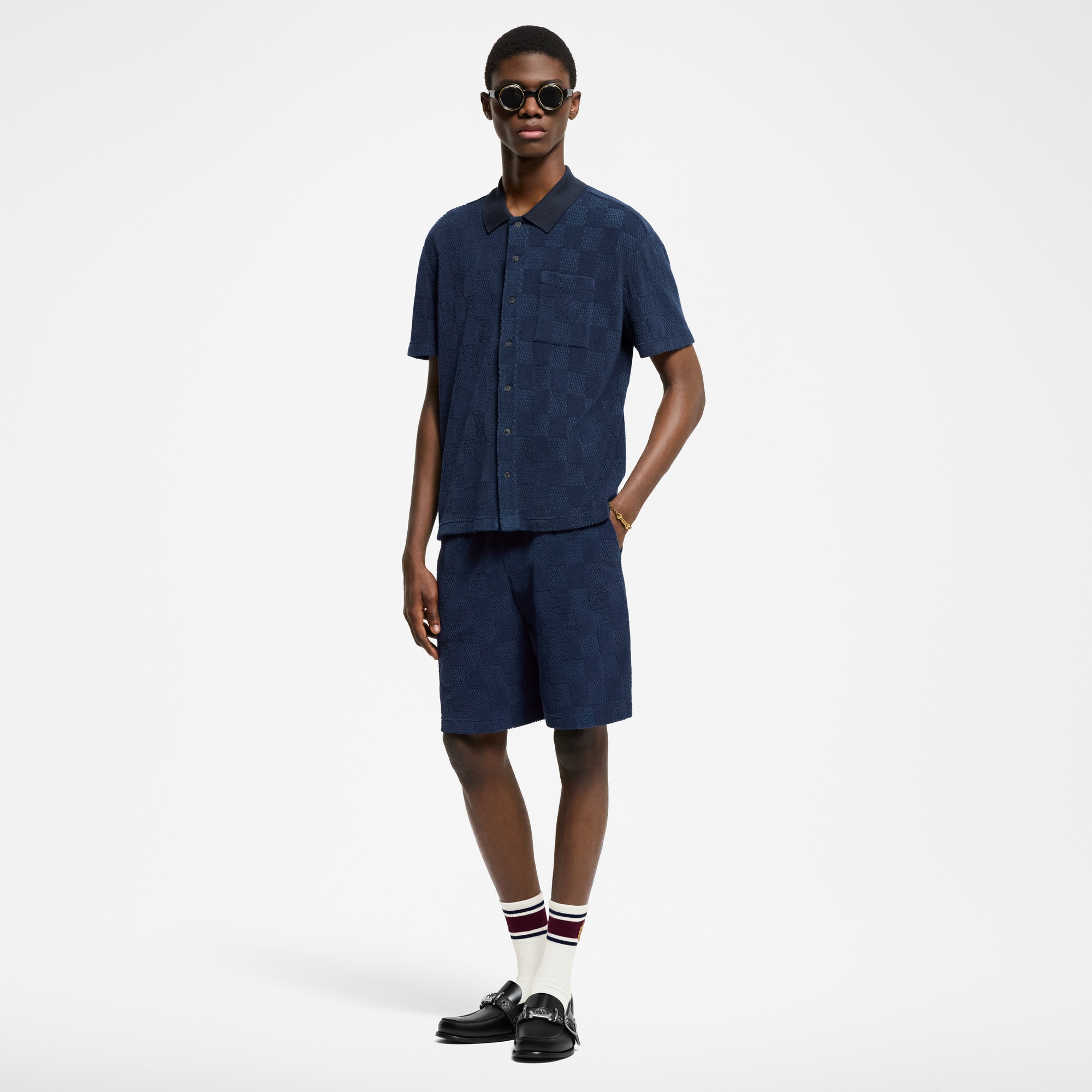 Damier French Terry Cotton-Blend Shorts  in Men