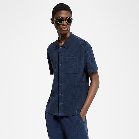 Damier French Terry Short-Sleeved Cotton-Blend Shirt in Men's Ready-to-Wear Shirts collections by Louis Vuitton (Product zoom)