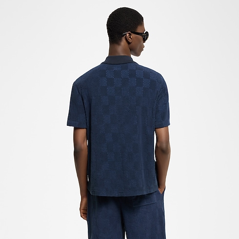 Damier French Terry Short-Sleeved Cotton-Blend Shirt in Men's Ready-to-Wear Shirts collections by Louis Vuitton (Product zoom)
