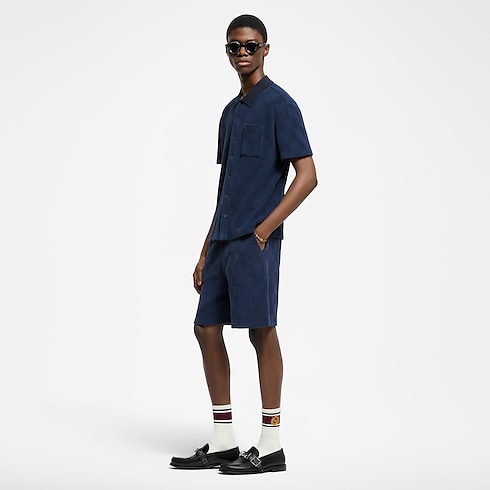 Damier French Terry Short-Sleeved Cotton-Blend Shirt in Men's Ready-to-Wear Shirts collections by Louis Vuitton (Product zoom)