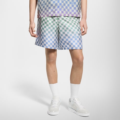 Damier Gradient Printed Silk Shorts in Men's Ready-to-Wear Trousers collections by Louis Vuitton (Product zoom)
