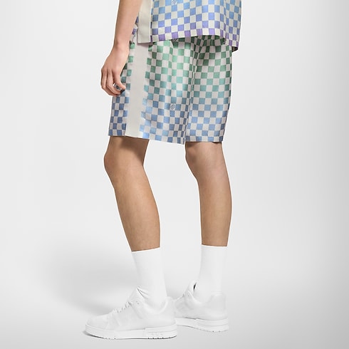 Damier Gradient Printed Silk Shorts in Men's Ready-to-Wear Trousers collections by Louis Vuitton (Product zoom)