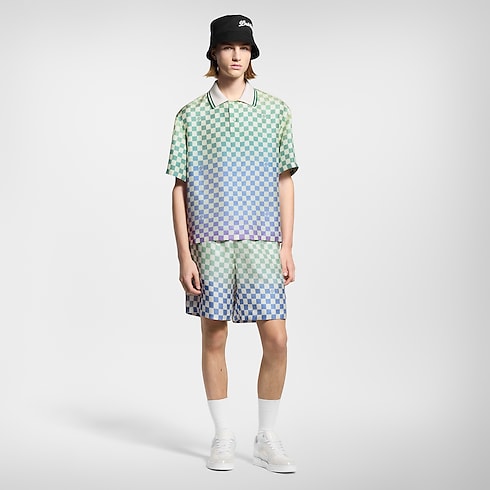 Damier Gradient Printed Silk Shorts in Men's Ready-to-Wear Trousers collections by Louis Vuitton (Product zoom)