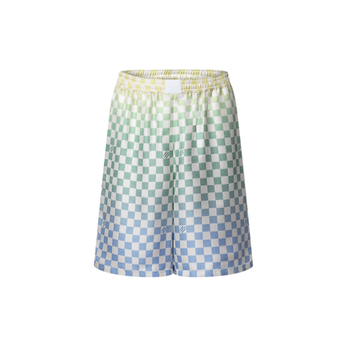 Damier Gradient Printed Silk Shorts in Men's Ready-to-Wear Trousers collections by Louis Vuitton (Product zoom)
