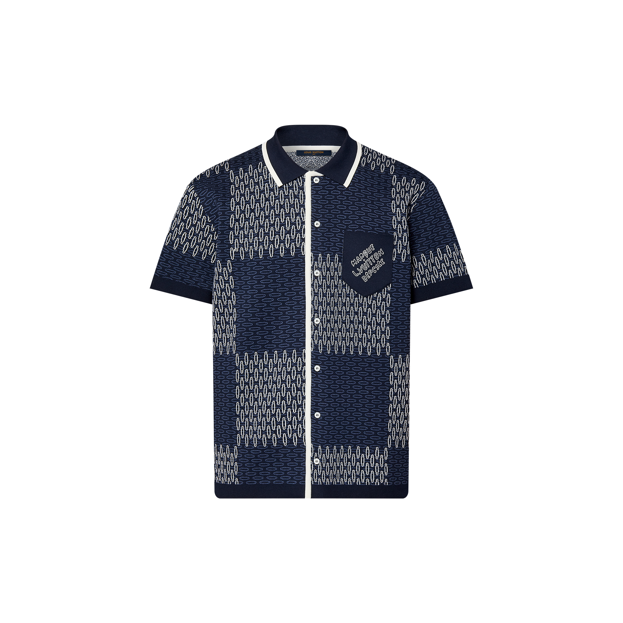 Damier Jacquard Short-Sleeved Cotton Jersey Shirt - Ready-to-Wear 