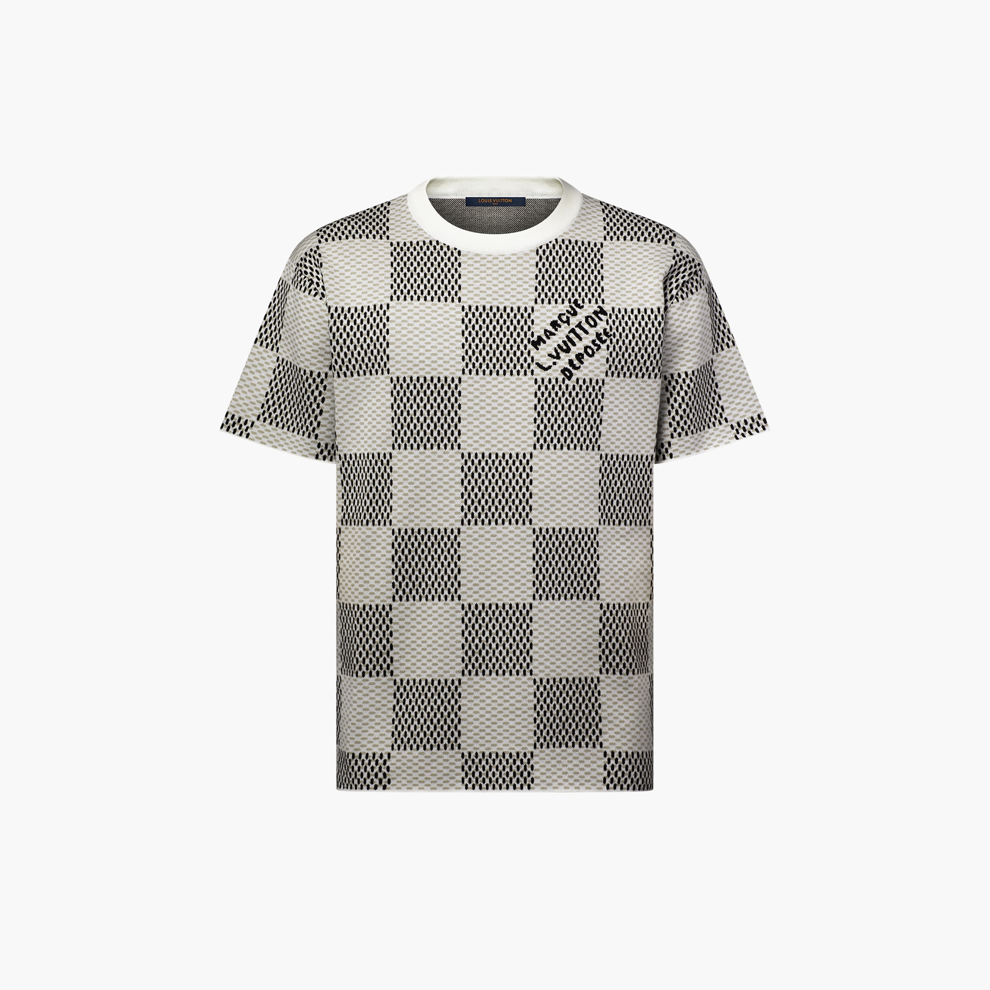 Damier Jacquard Short-Sleeved Crewneck