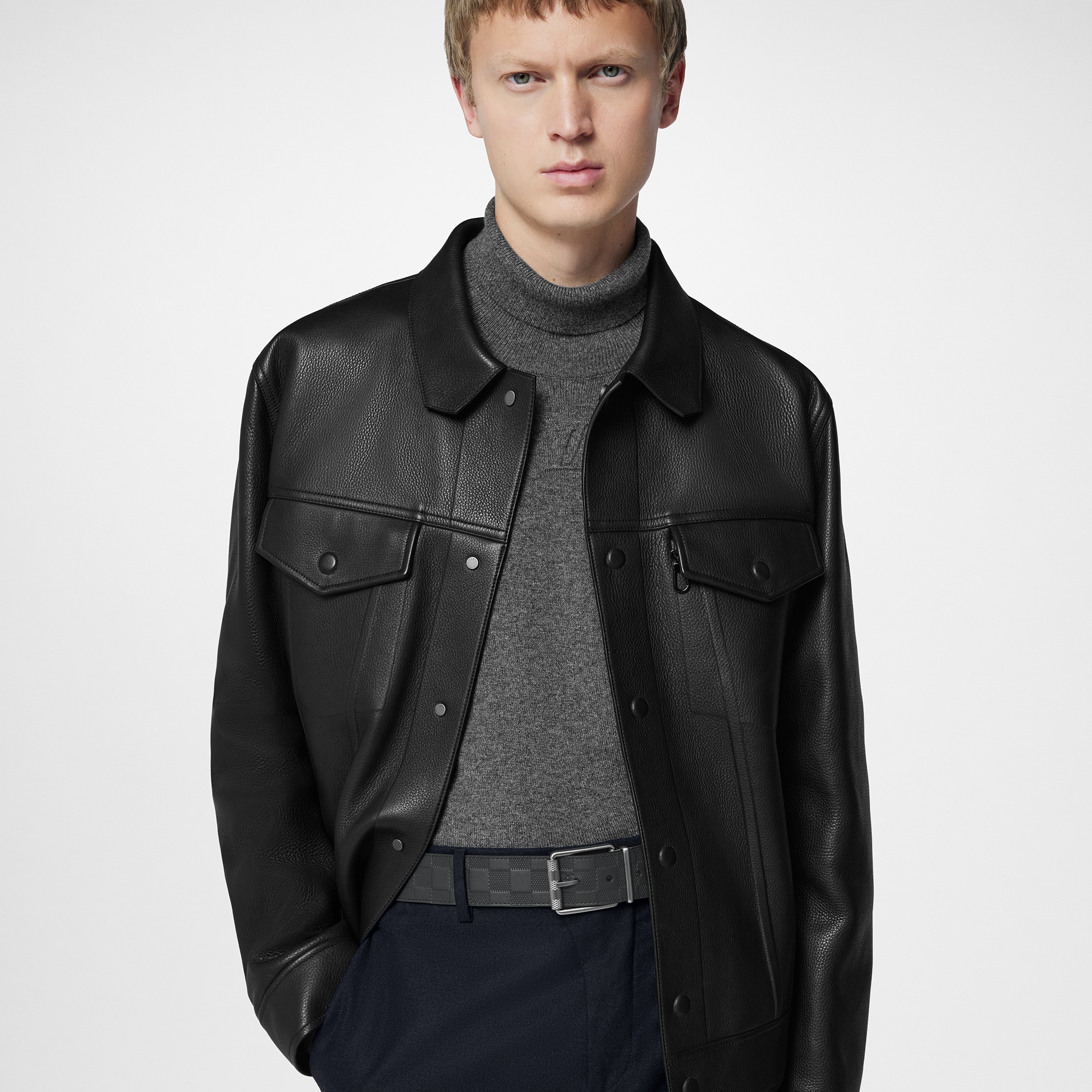 Damier Print 40MM Reversible Damier Infini Leather in Men