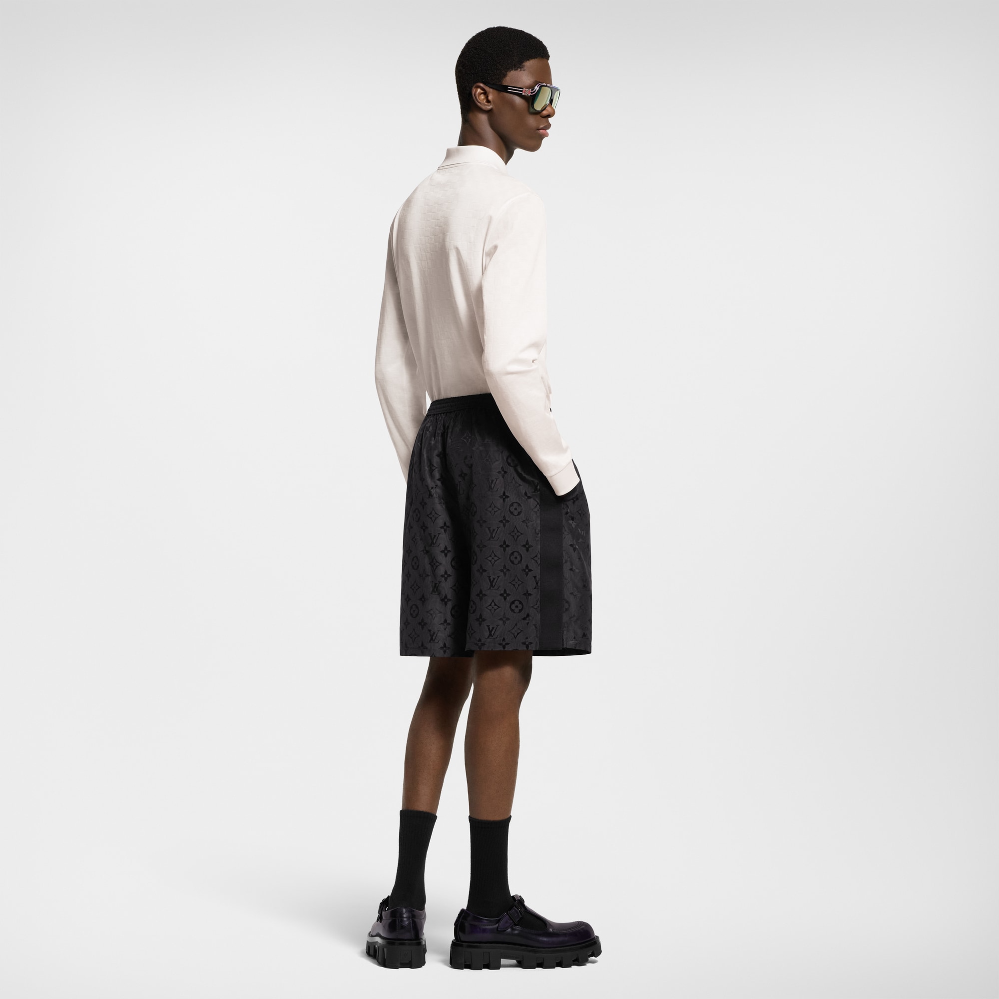 Damier Signature Long-Sleeved Polo Shirt   in Men