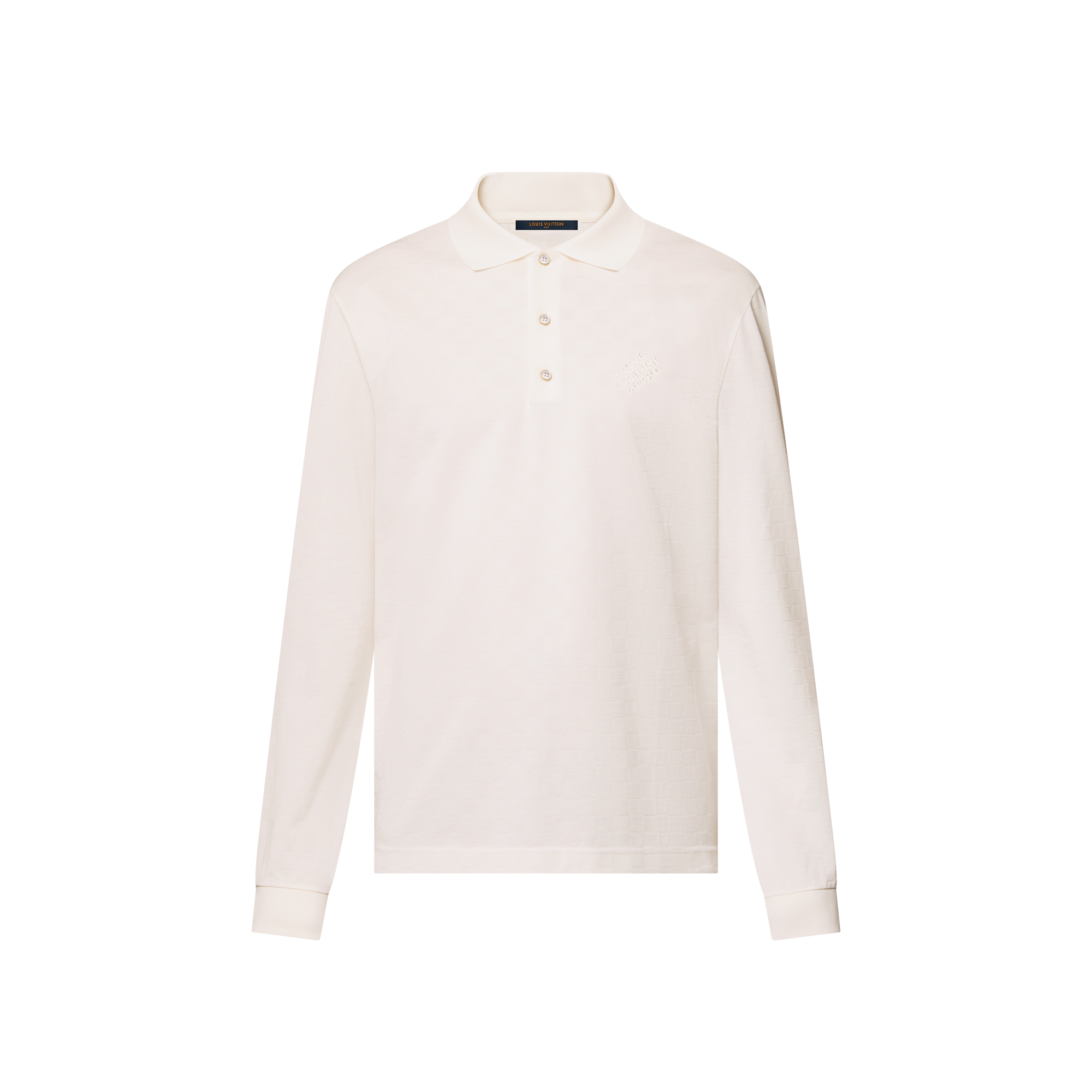 Damier Signature Long-Sleeved Polo Shirt   in Men
