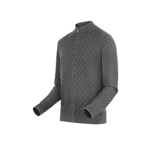 Damier Signature Zip-Through Cardigan in Men's Ready-to-Wear Knitwear and Sweatshirts collections by Louis Vuitton (Product zoom)