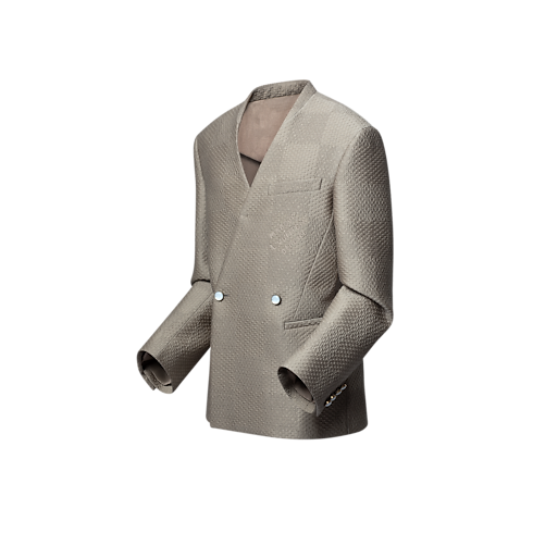 Damier Wool-Silk Jacquard Double-Breasted Jacket in Men's Ready-to-Wear Blazers and Jackets collections by Louis Vuitton (Product zoom)