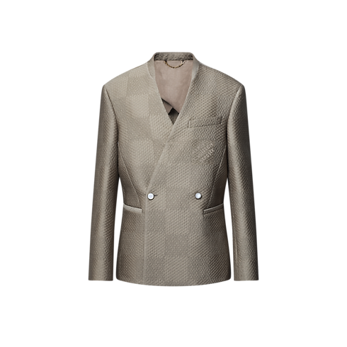 Damier Wool-Silk Jacquard Double-Breasted Jacket in Men's Ready-to-Wear Blazers and Jackets collections by Louis Vuitton (Product zoom)