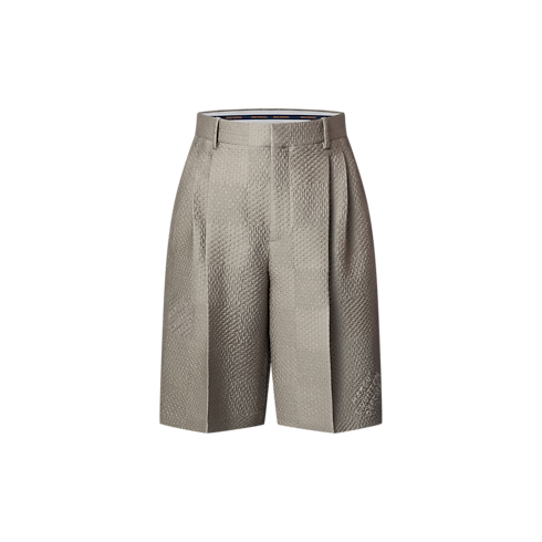 Damier Wool-Silk Tailored Wool-Silk Shorts in Men's Ready-to-Wear Trousers collections by Louis Vuitton (Product zoom)