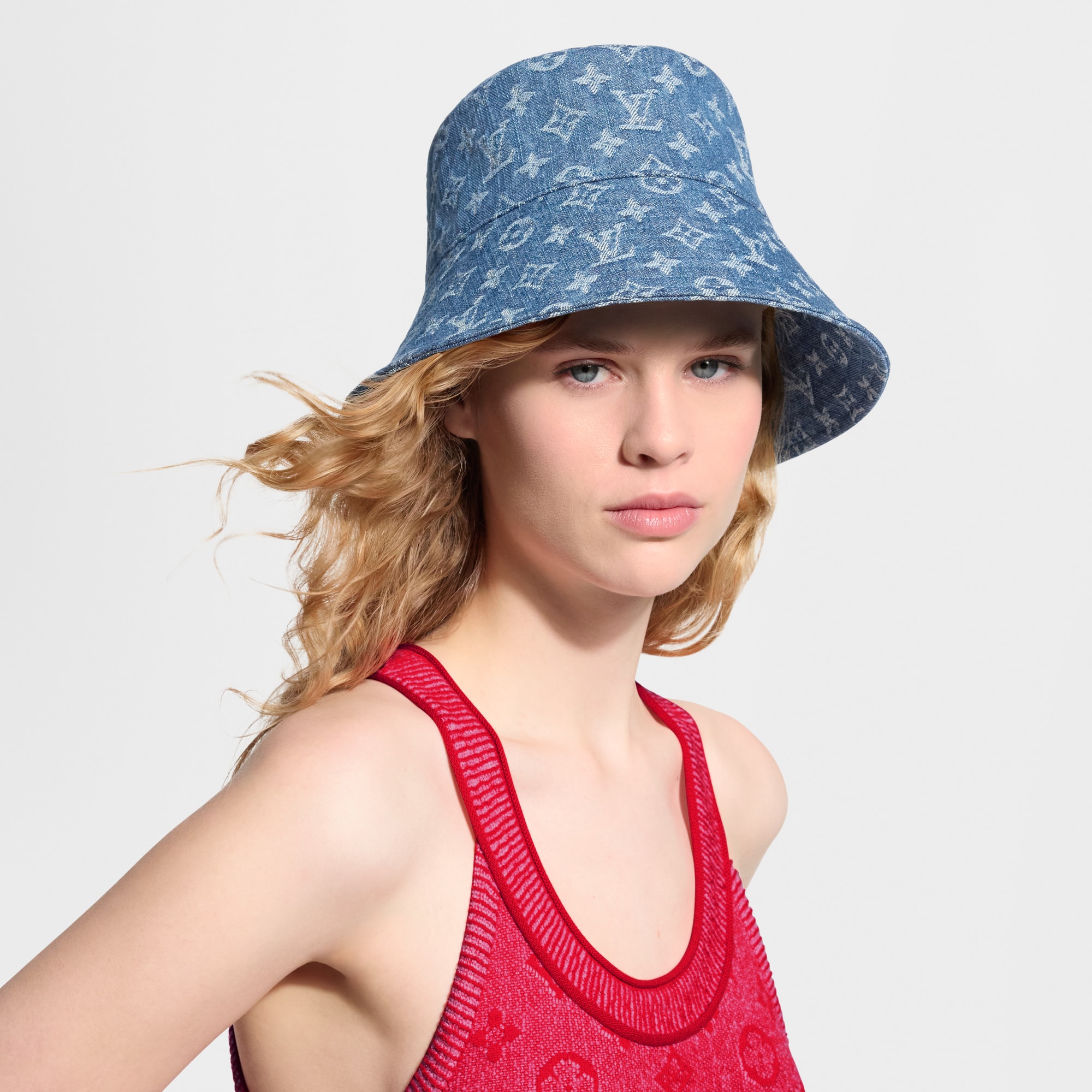 Louis Vuitton Bonnet Denim Bucket Hat With Sherling - Large 54268* Monogram Denim Icon Bucket Hat S00 - Men - Accessories  main image 4