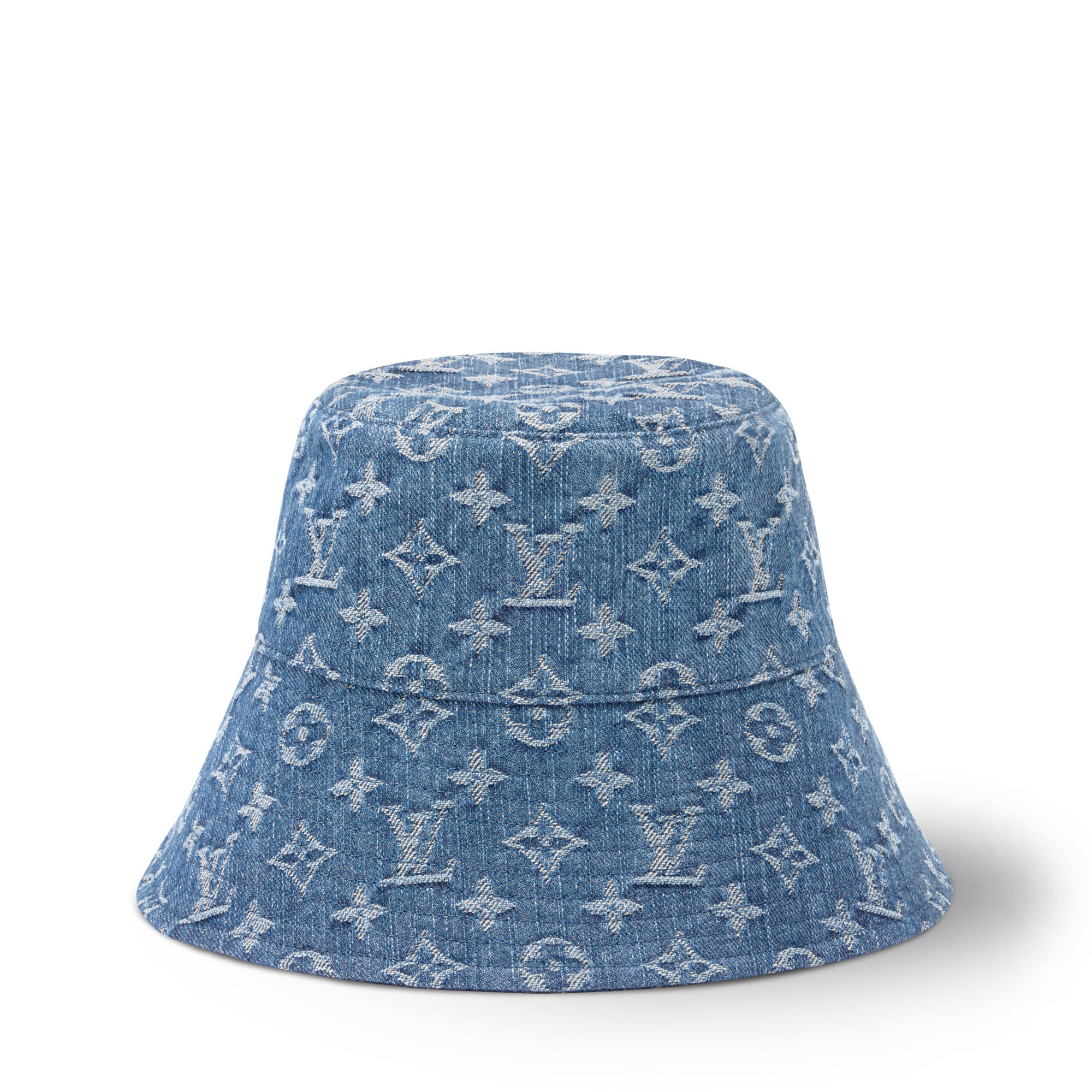 Louis Vuitton 90s Y2K Denim Bucket Hat Monogram Blue NWT Louis Vuitton 2022 Blue Monogram Denim Wide Brim Bucket  main image 3