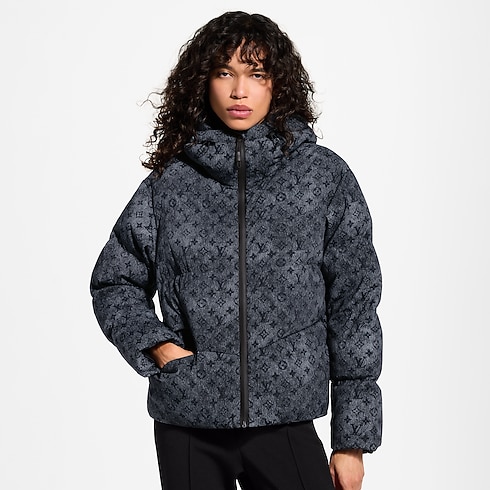 Denim-Effect Monogram Down Jacket back view