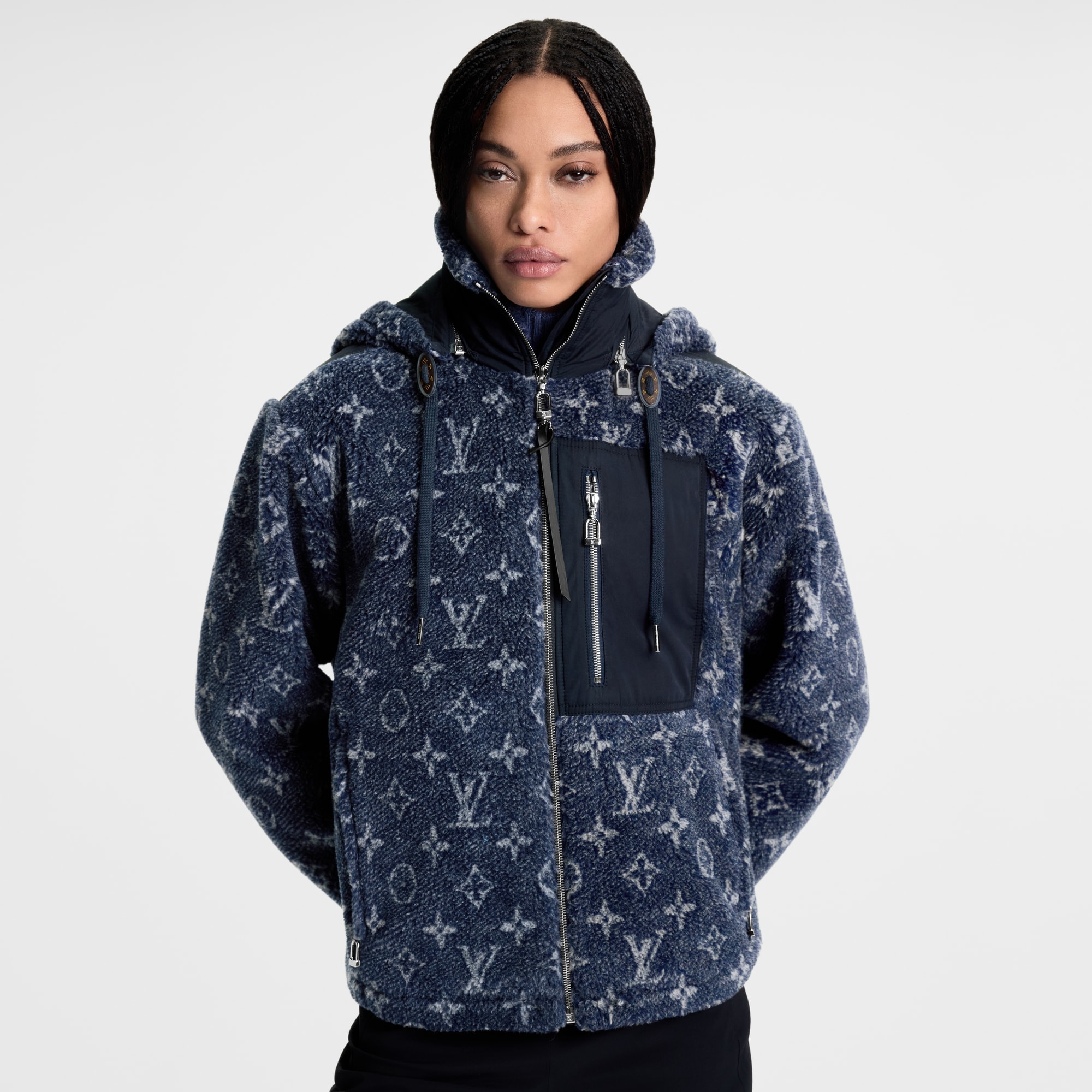 Denim-Effect Monogram Fleece Jacket  in Women
