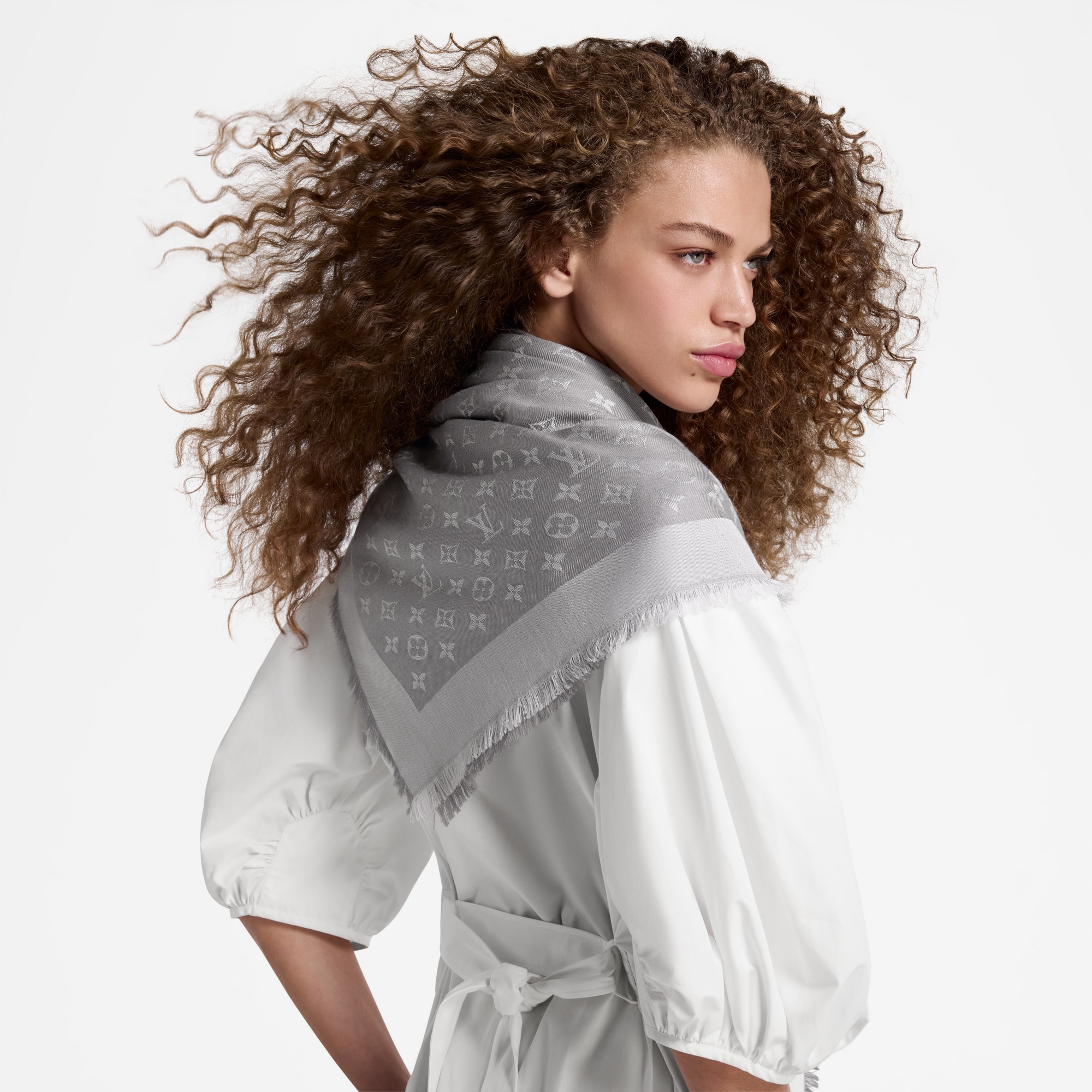 Denim Monogram Shawl S00 in Women