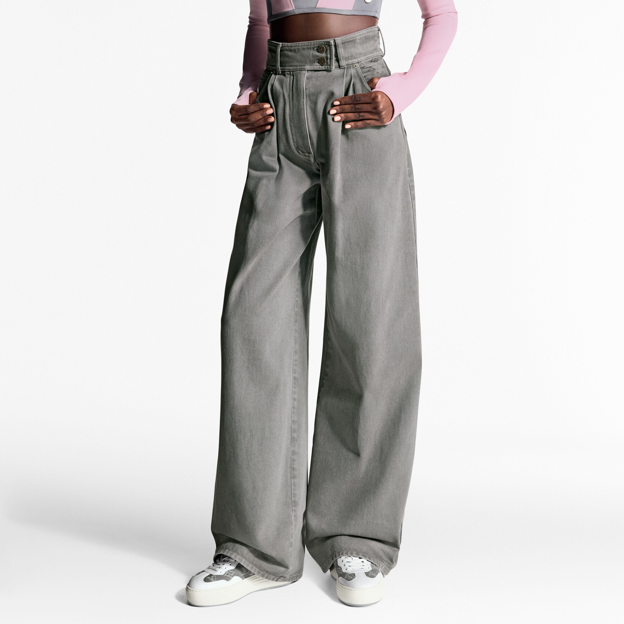 Denim Pleat Pants   in Women