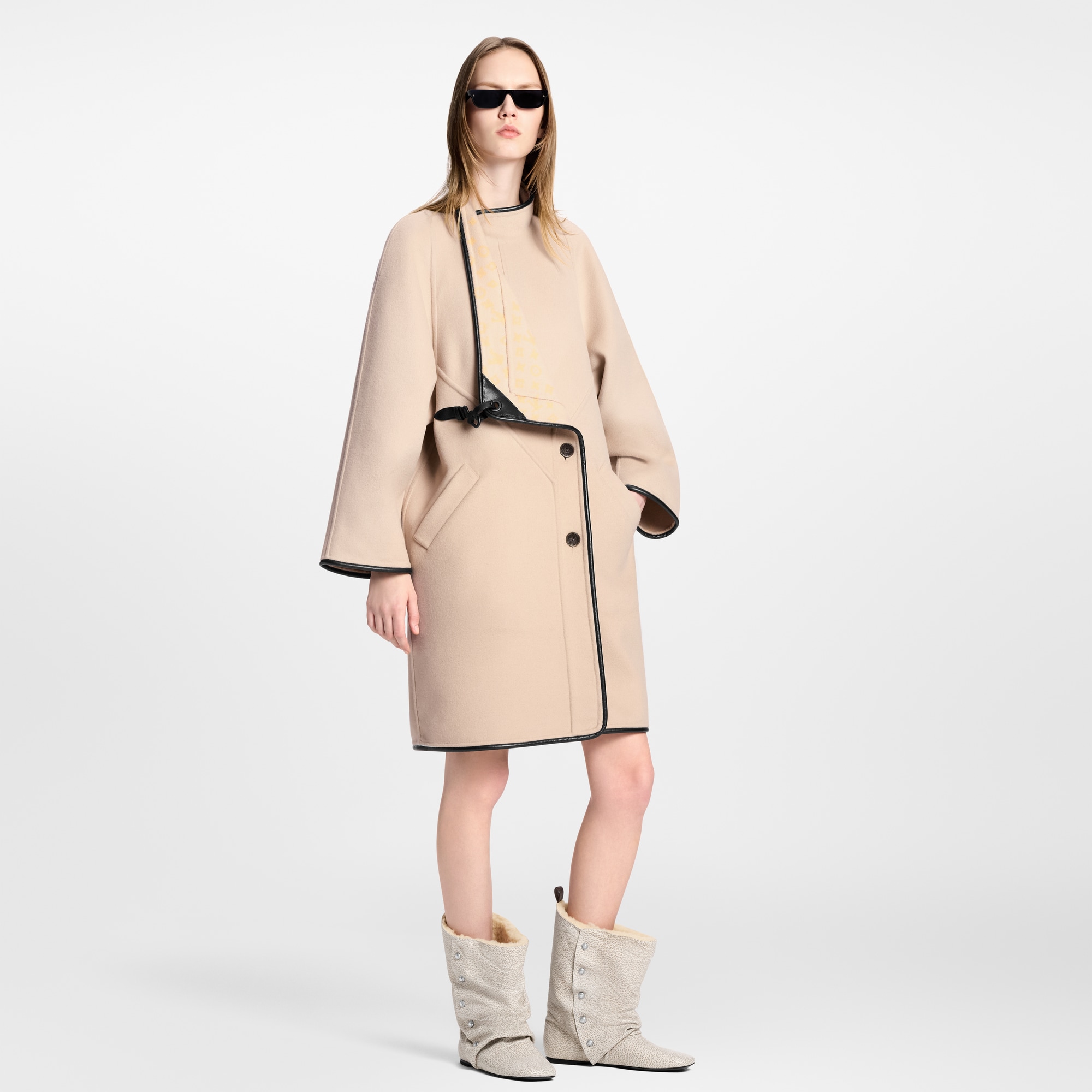 Double Face Long Clip Front Coat  in Women